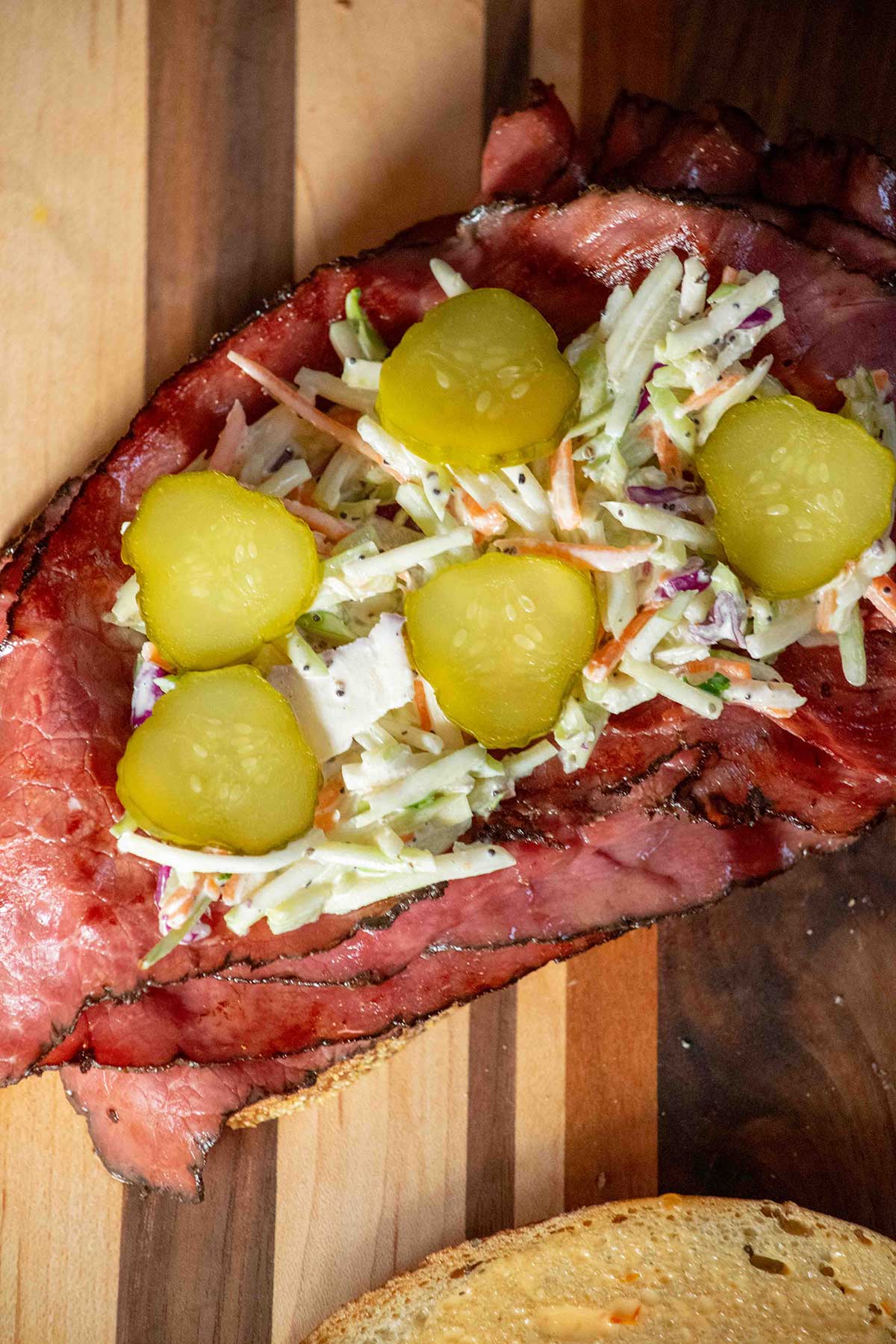 top with pickles.