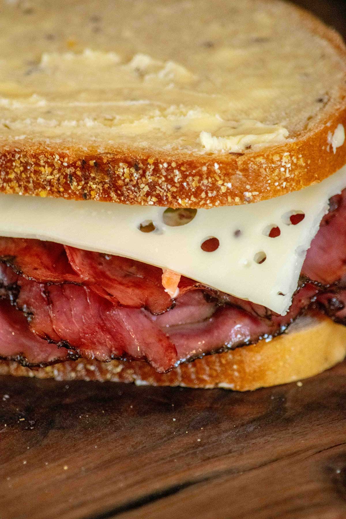top with Swiss cheese and other half of bread.