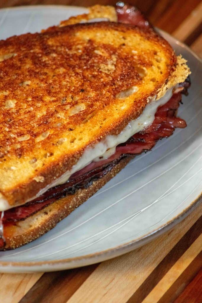 grill both sides until golden and cheese and melted