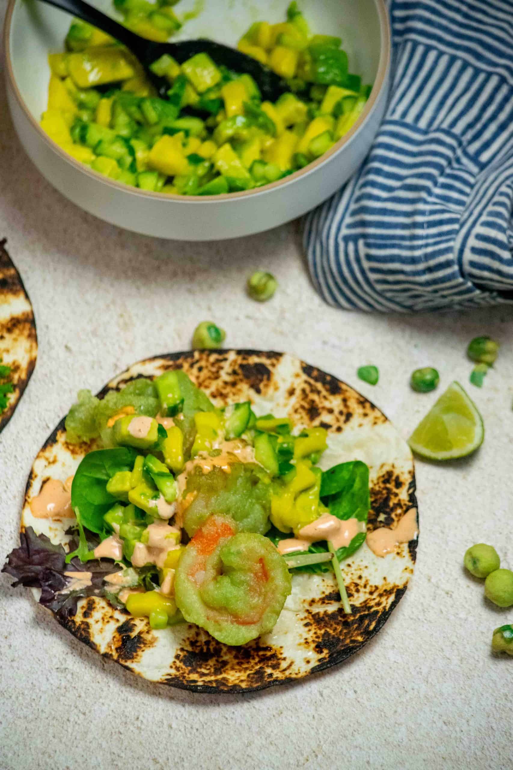 Wasabi Battered Shrimp Tacos