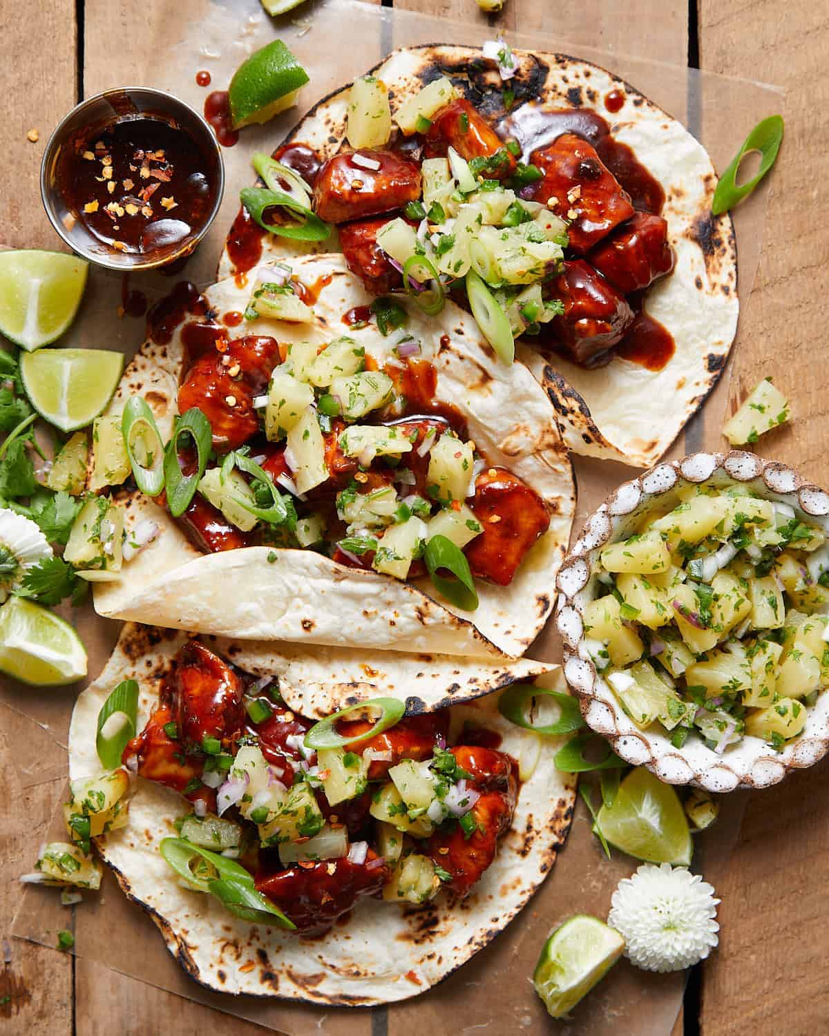 Hawaiian Chicken Tacos with Pineapple Salsa