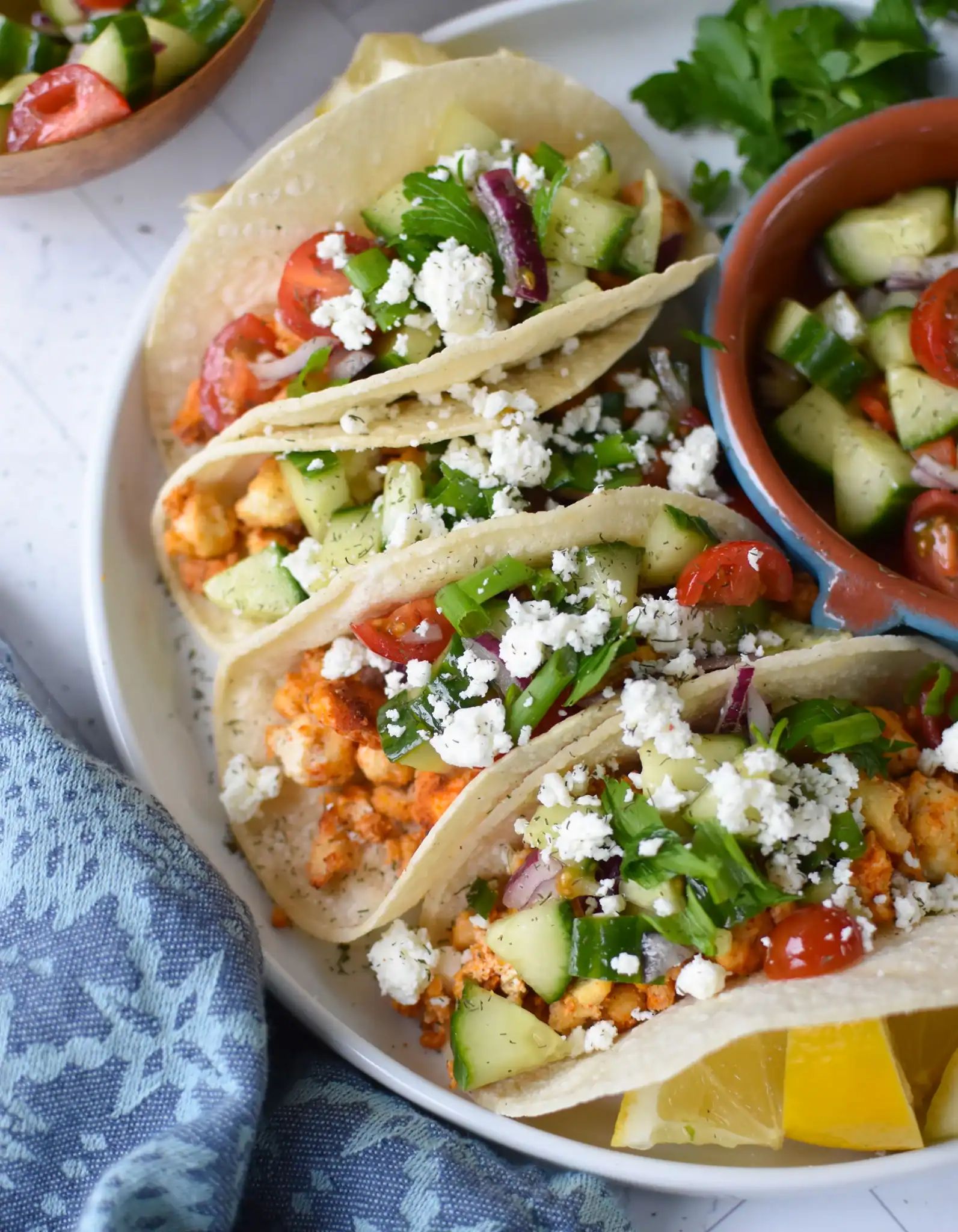 Mediterranean Style Tofu Tacos