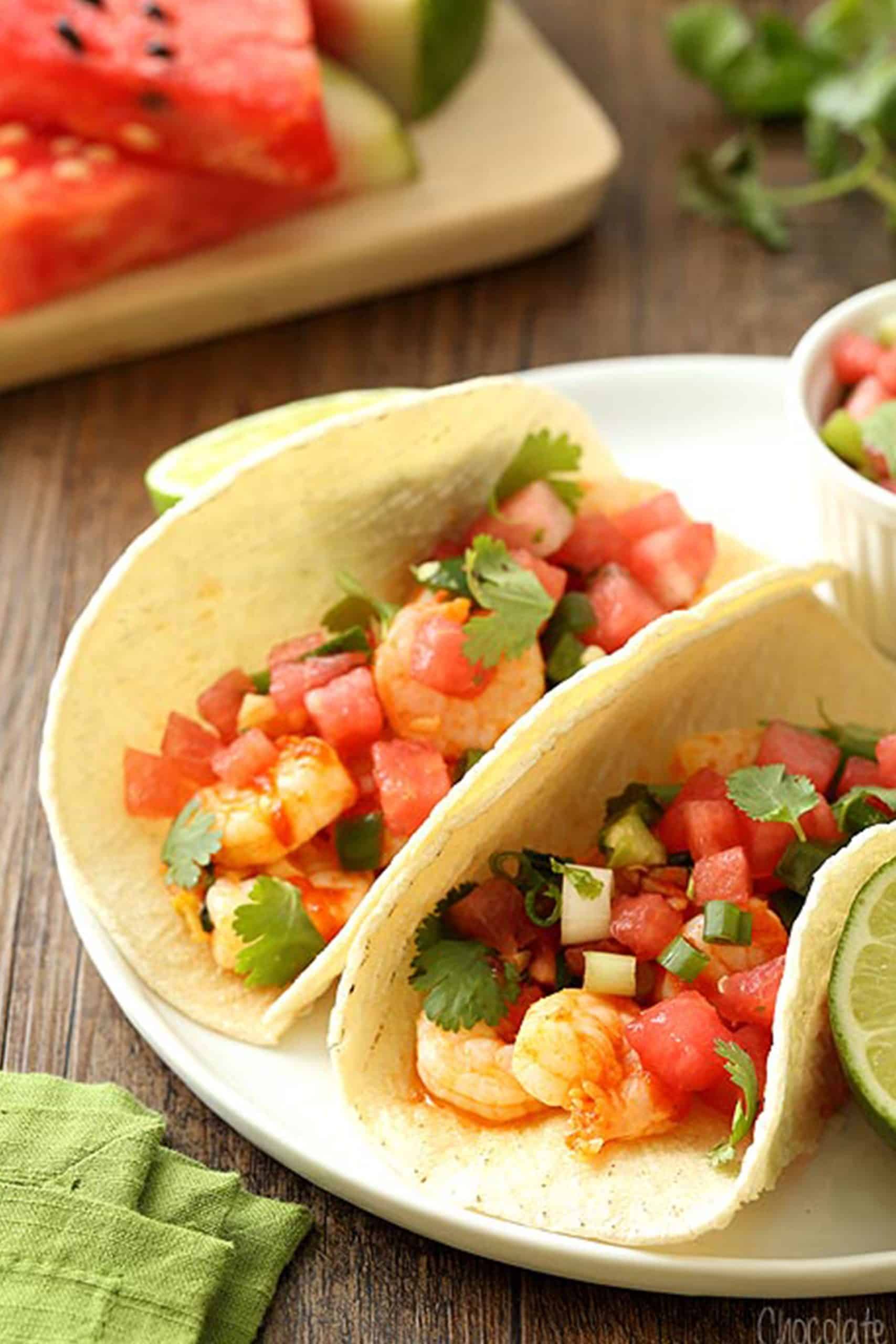 Spicy Shrimp Tacos with Watermelon Salsa