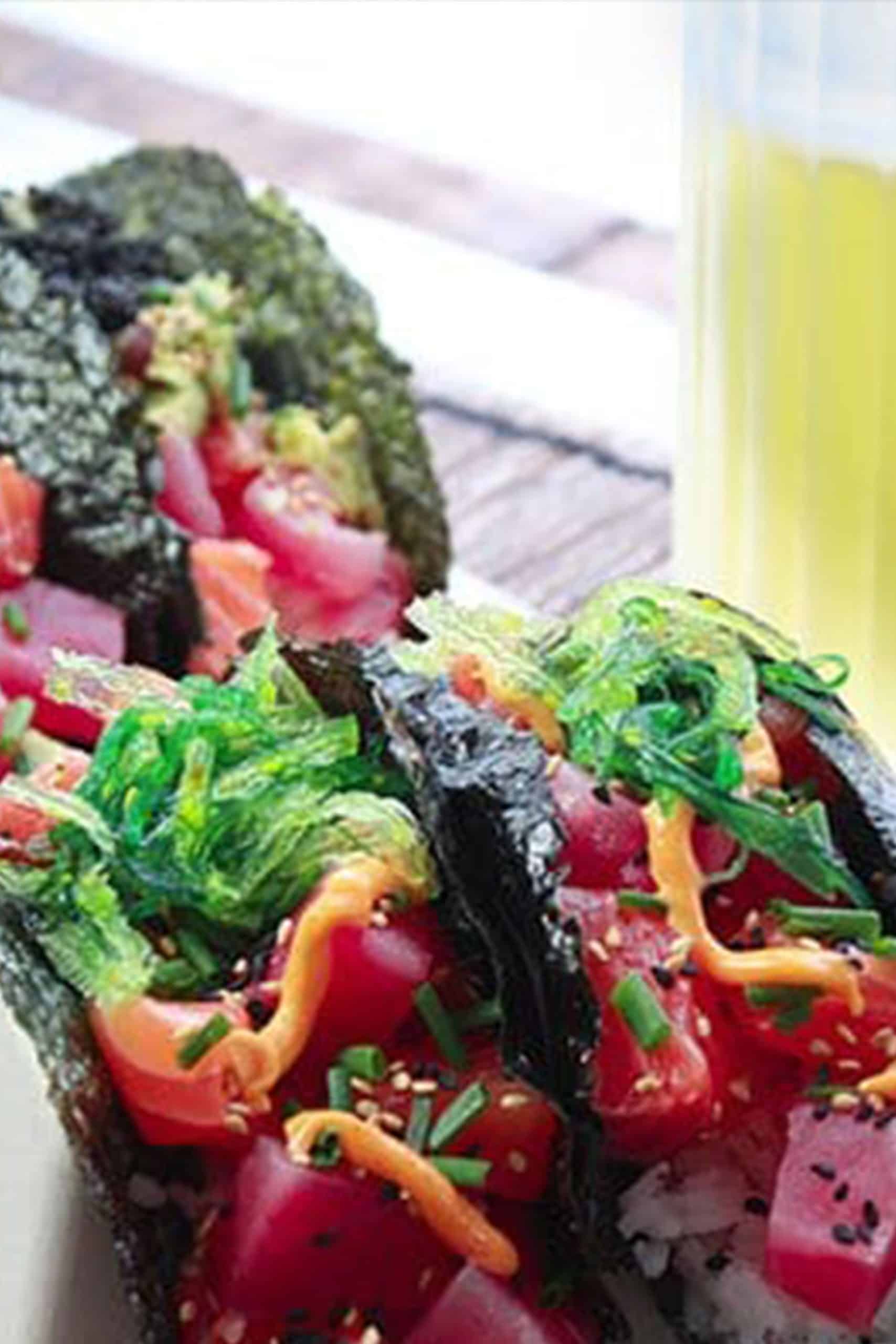 Sushi Tacos with Salmon and Tuna