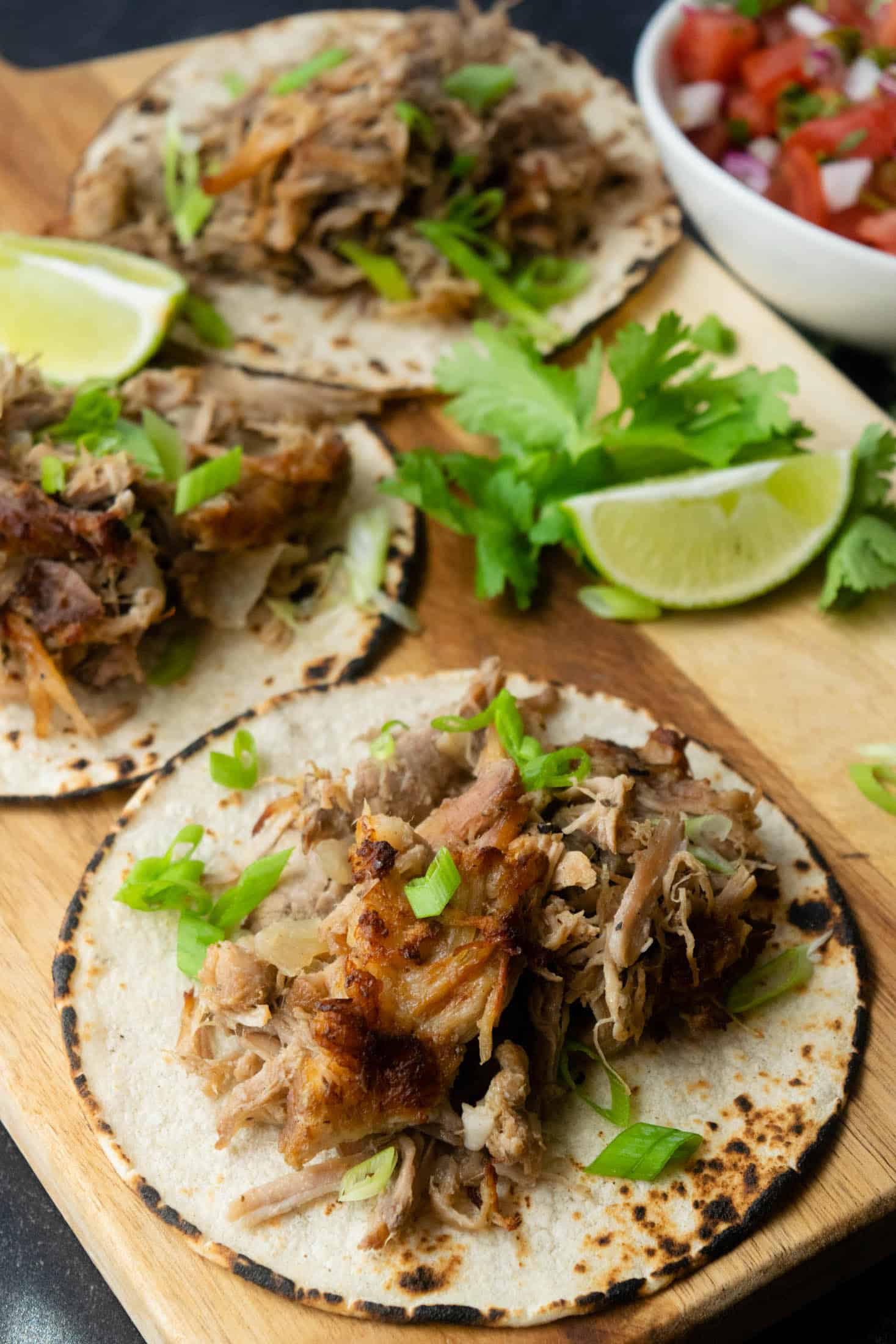 Crockpot Carnitas Pork Tacos with Queso Fresco