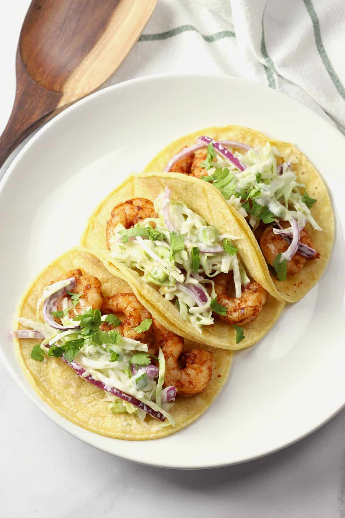 Shrimp Tacos with Jalapeño Lime Slaw
