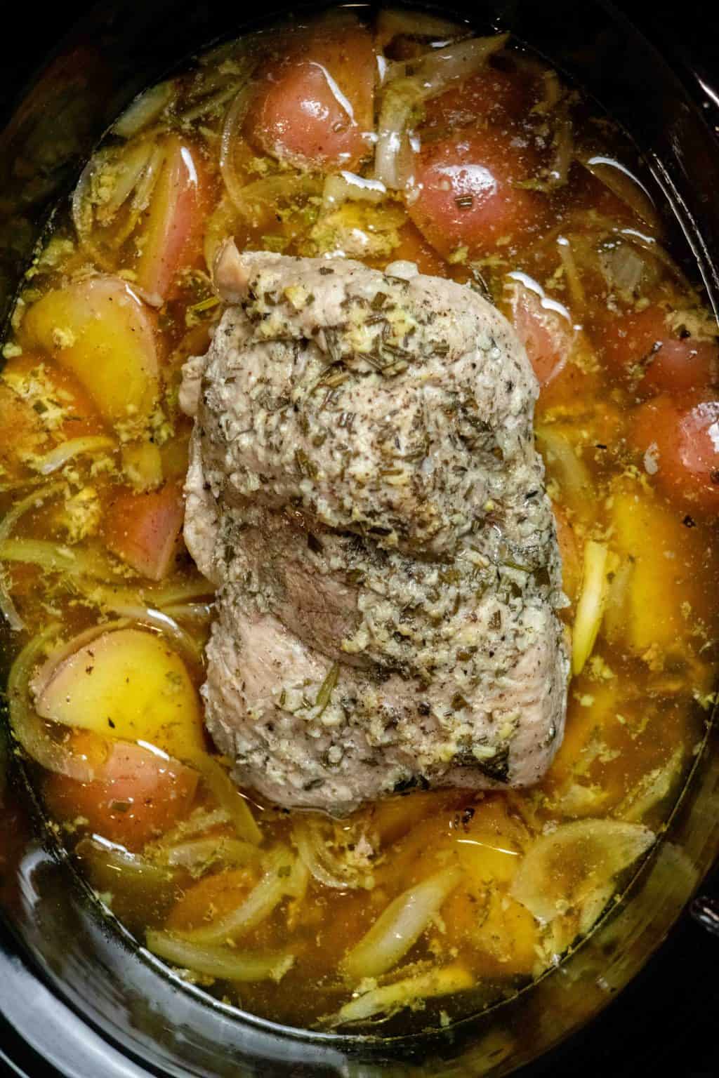 Tender Slow Cooker Pork Sirloin Roast with Potatoes Jawns I Cooked