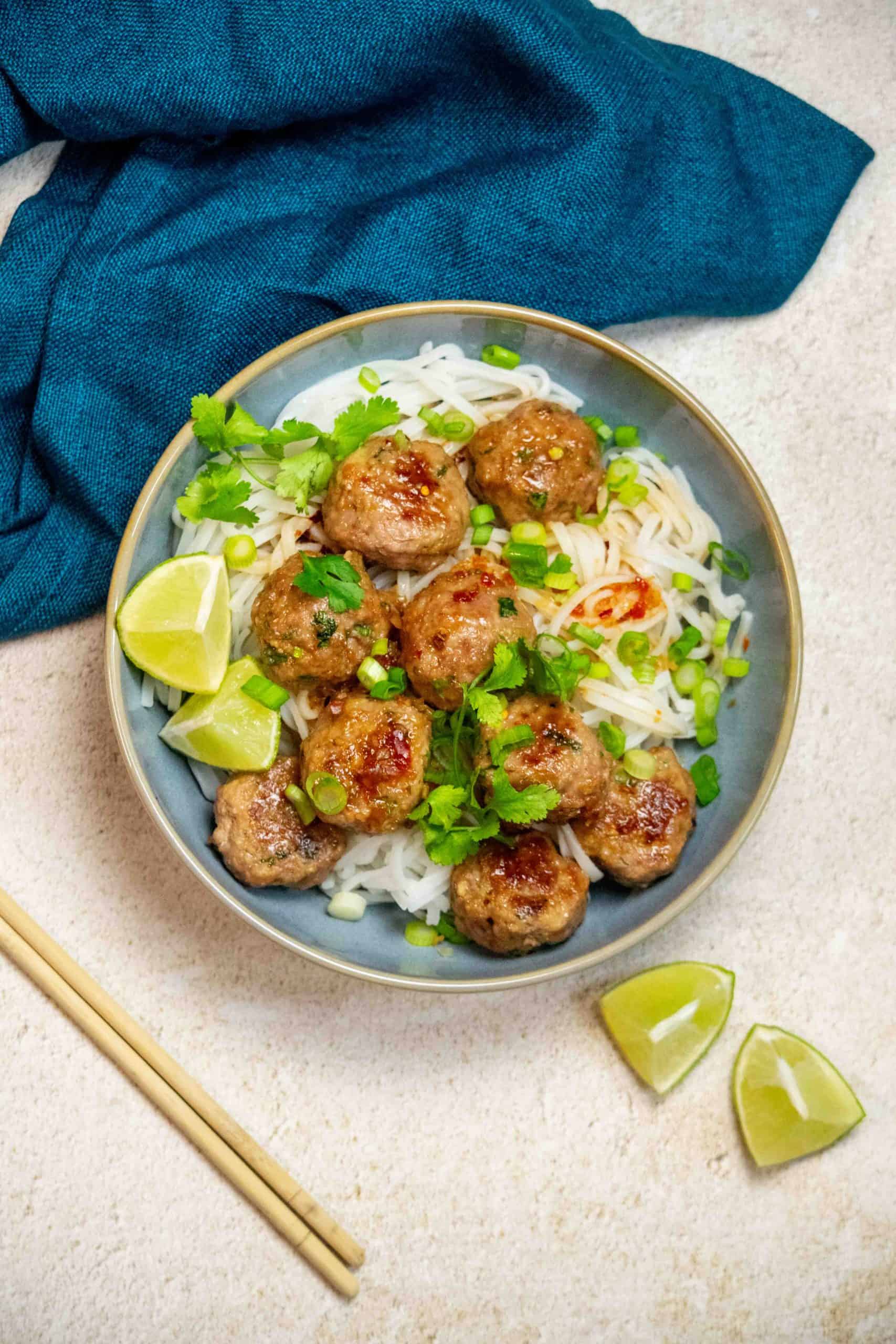 vietnamese style pork meatballs with tangy sauce
