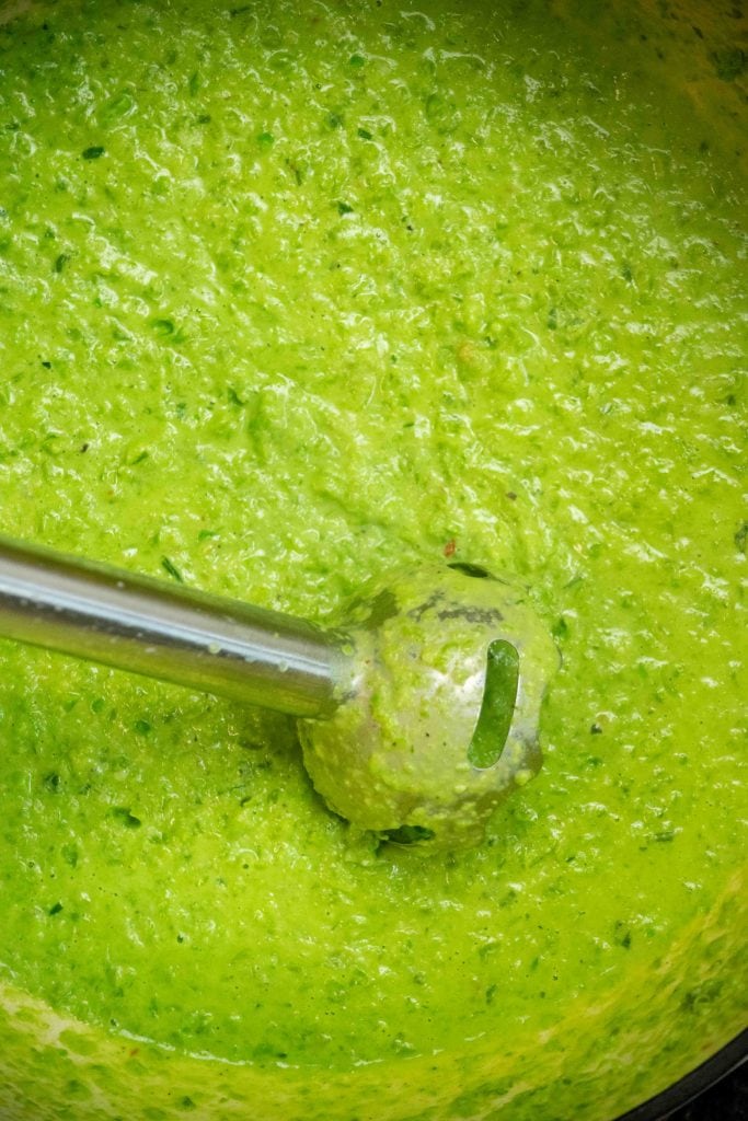 puree the mixture with an immersion blender or standard blender