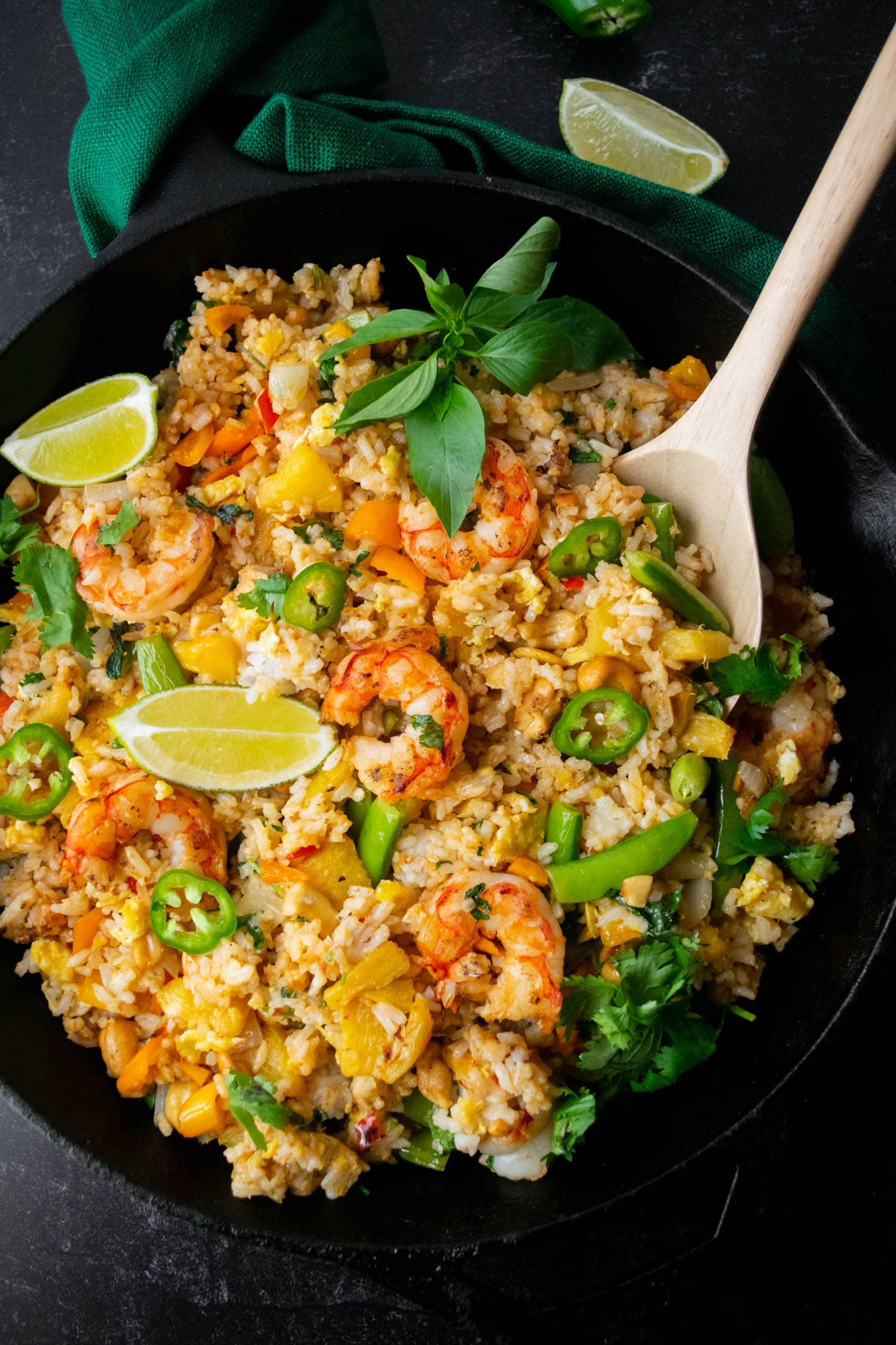 Shrimp Pineapple Thai Fried Rice Recipe with Basil
