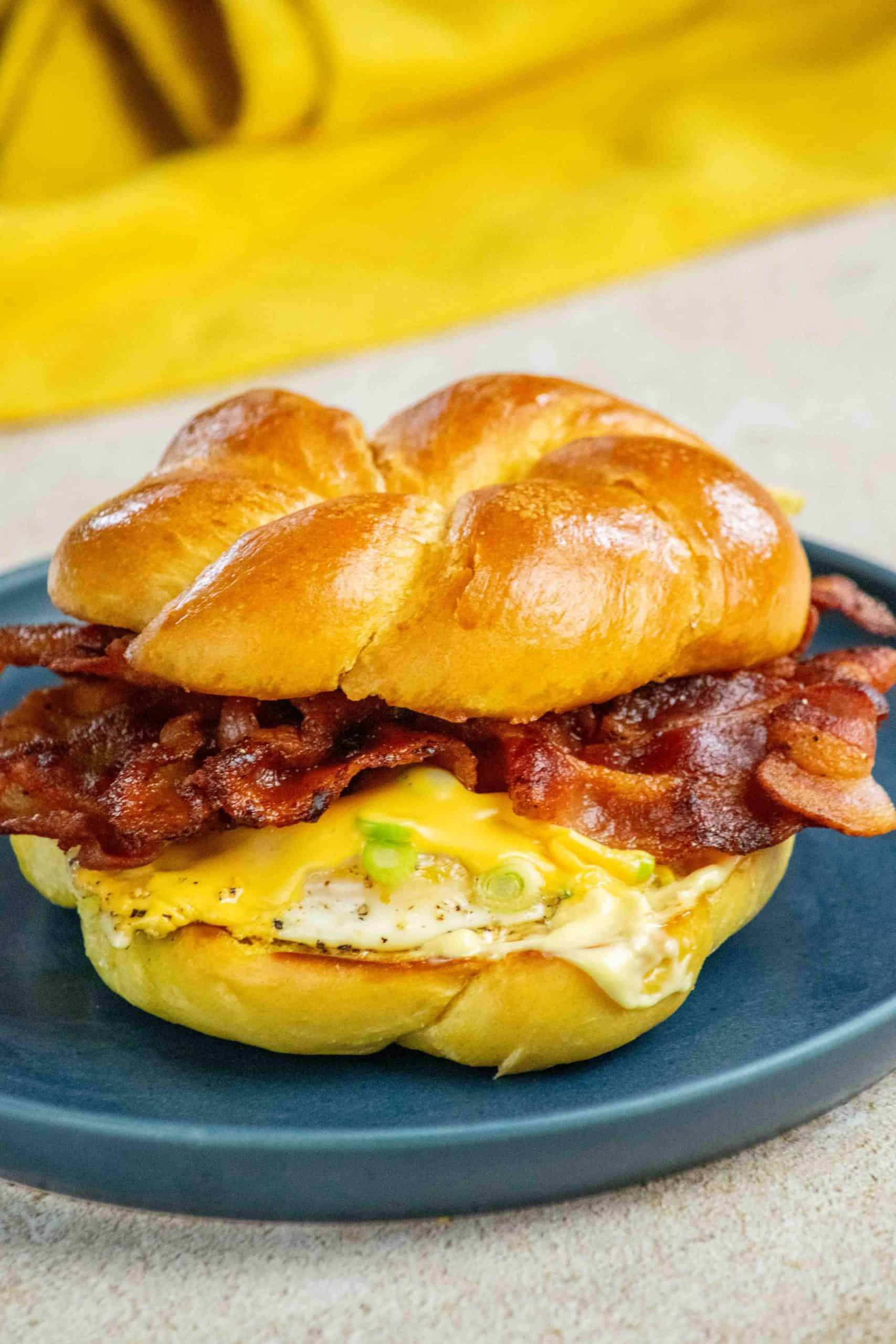 Bacon, Scallion Fried Egg and Cheese Breakfast Sandwich