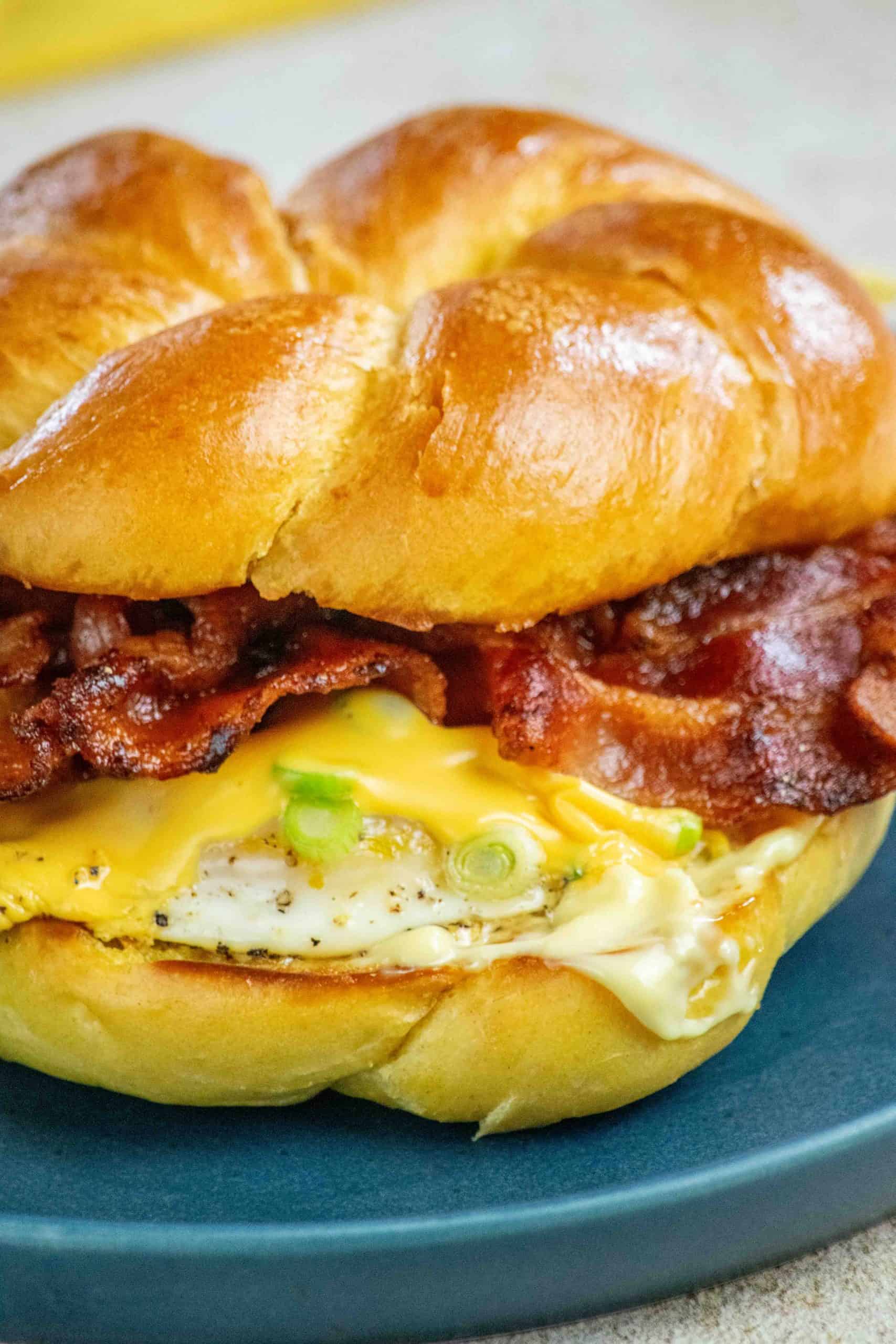 Bacon, Scallion Fried Egg and Cheese Breakfast Sandwich