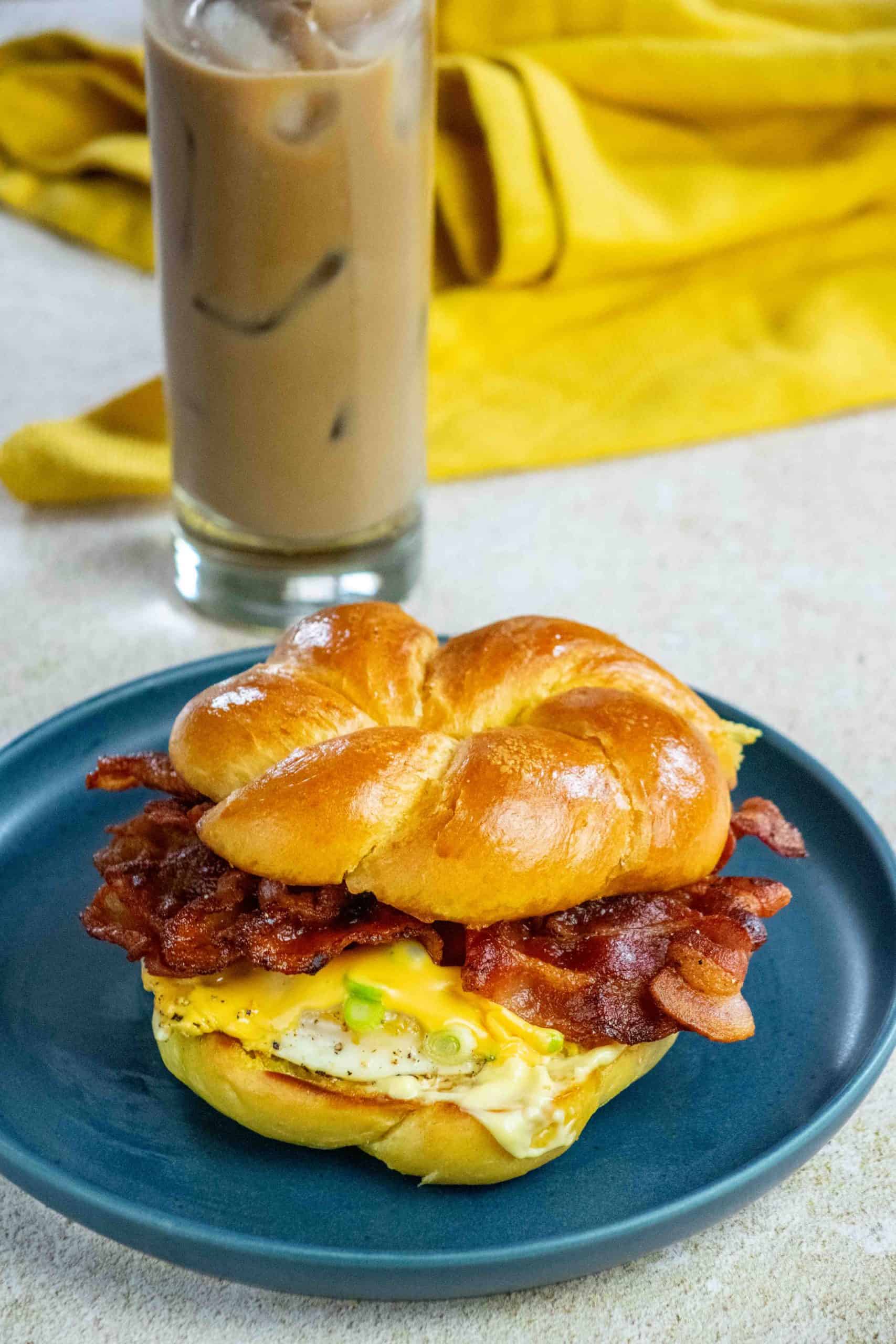 bacon egg and cheese sandwich recipes with fried scallion egg