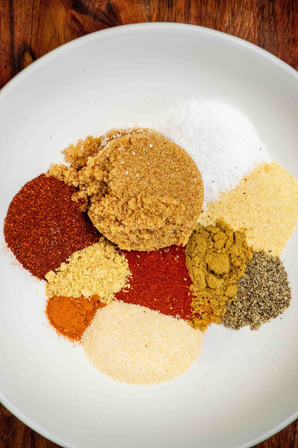 Add the brown sugar, salt, and spices to a medium bowl.