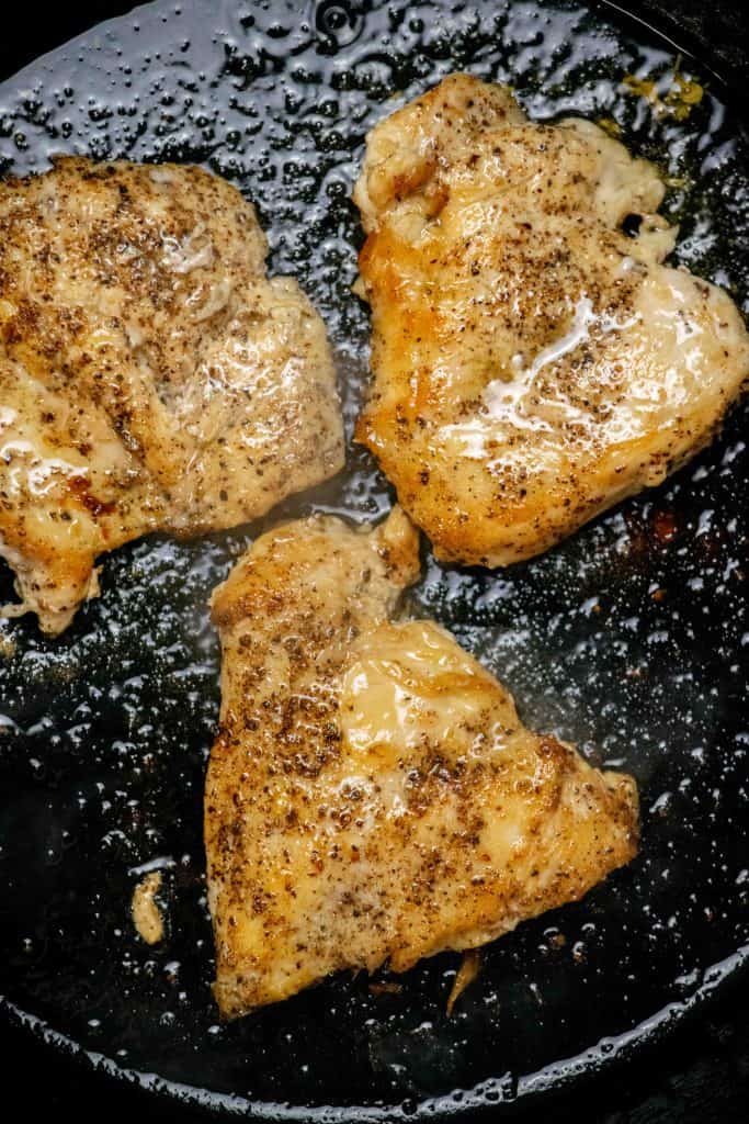 heat oil in skillet, and brown chicken