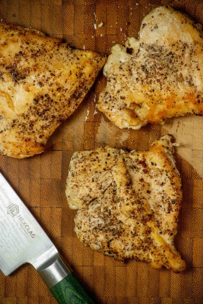 slice rested chicken breast