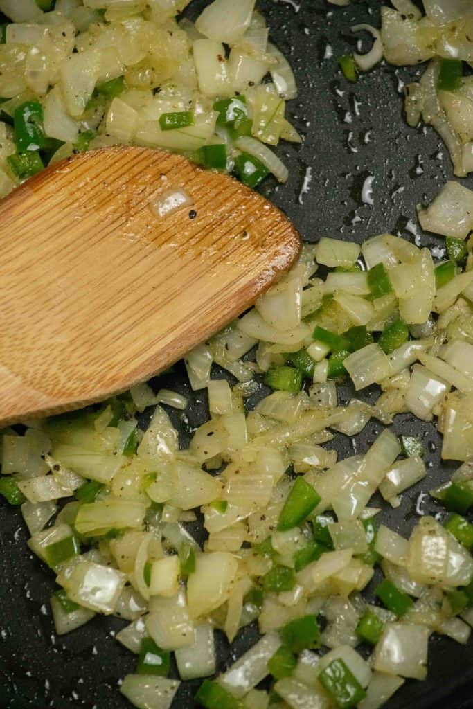 Saute onions, jalapeno, and garlic