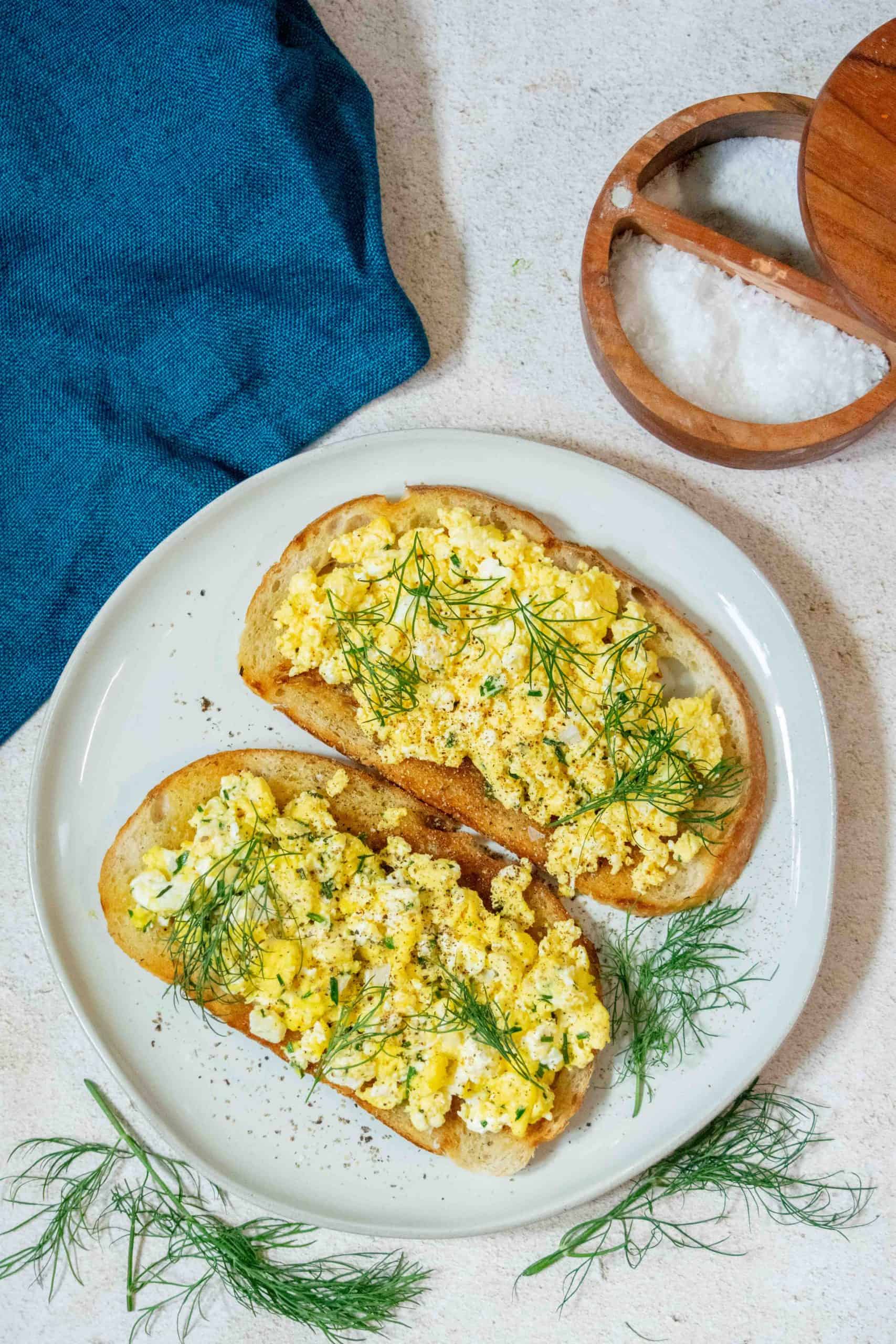 The Perfect Feta Herb Scrambled Egg on Toast