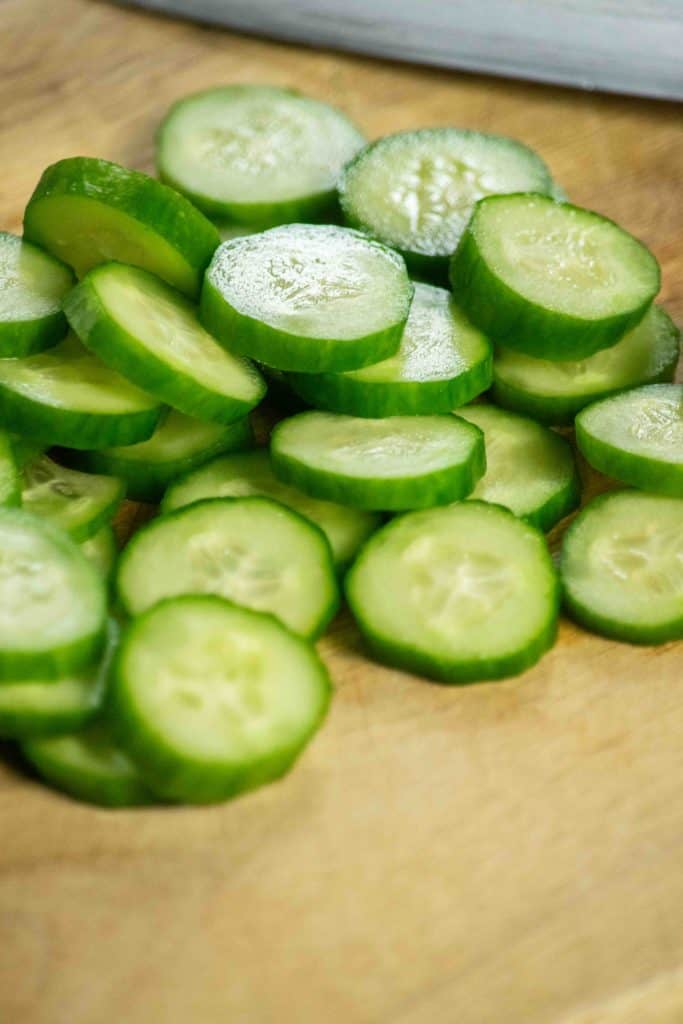 slice the cucumbers into thin rings