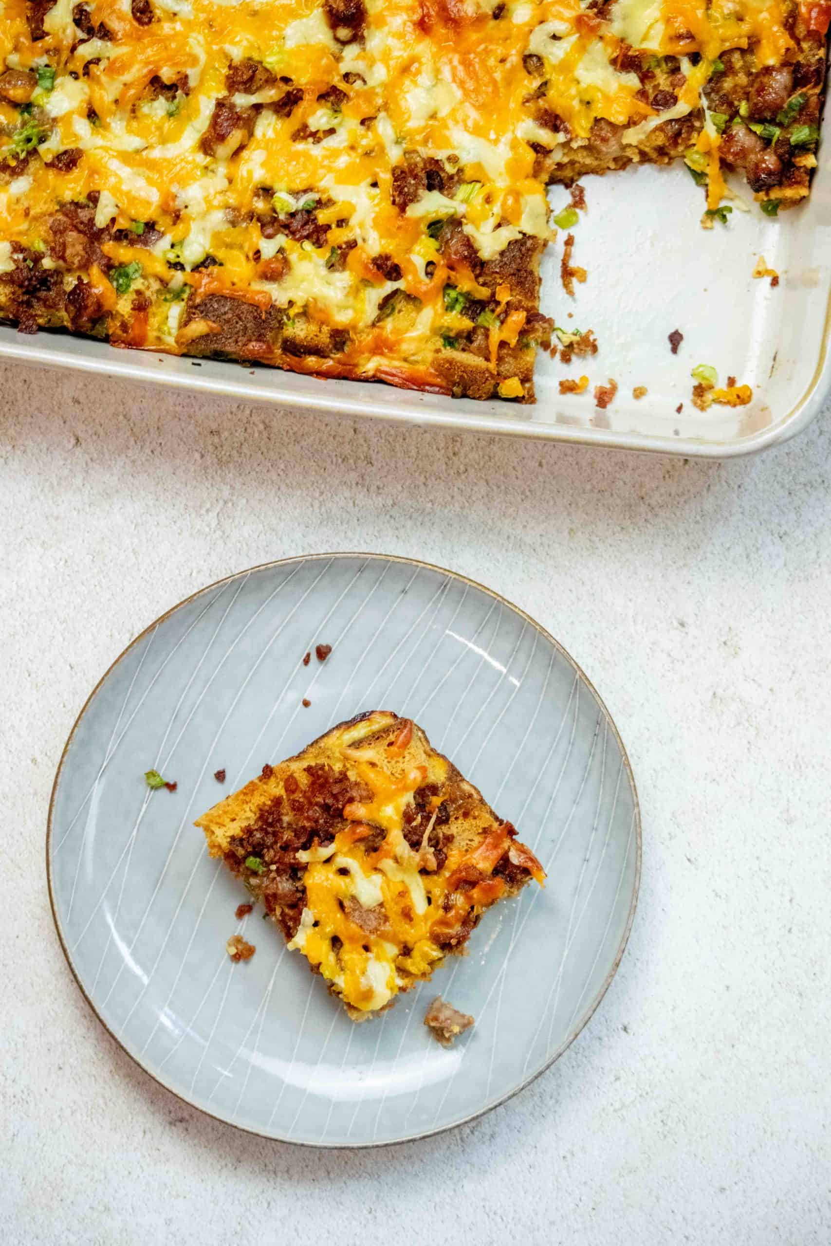 Sausage, Bacon and Egg Cornbread Breakfast Casserole
