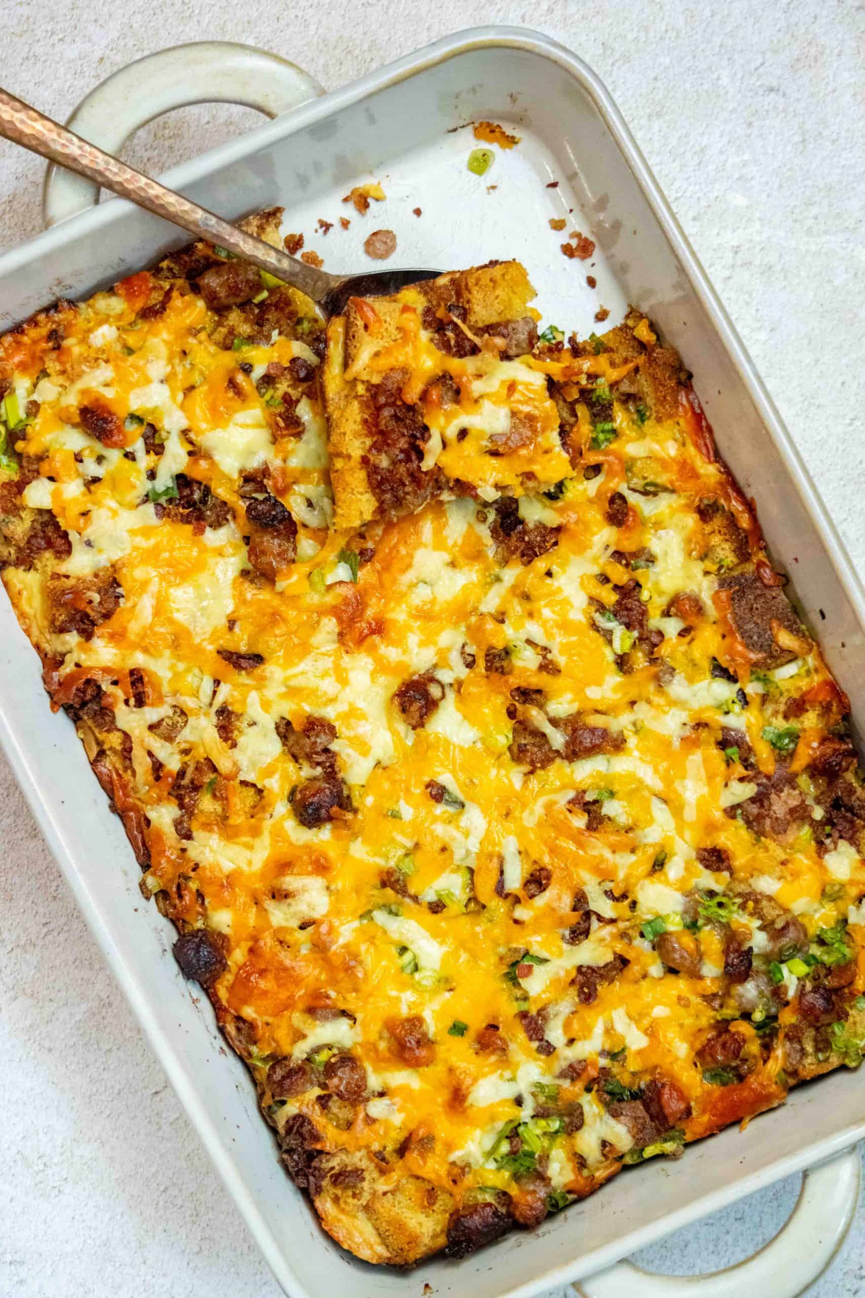Sausage, Bacon and Egg Cornbread Breakfast Casserole