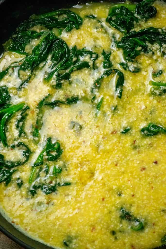 add egg mixture to pan