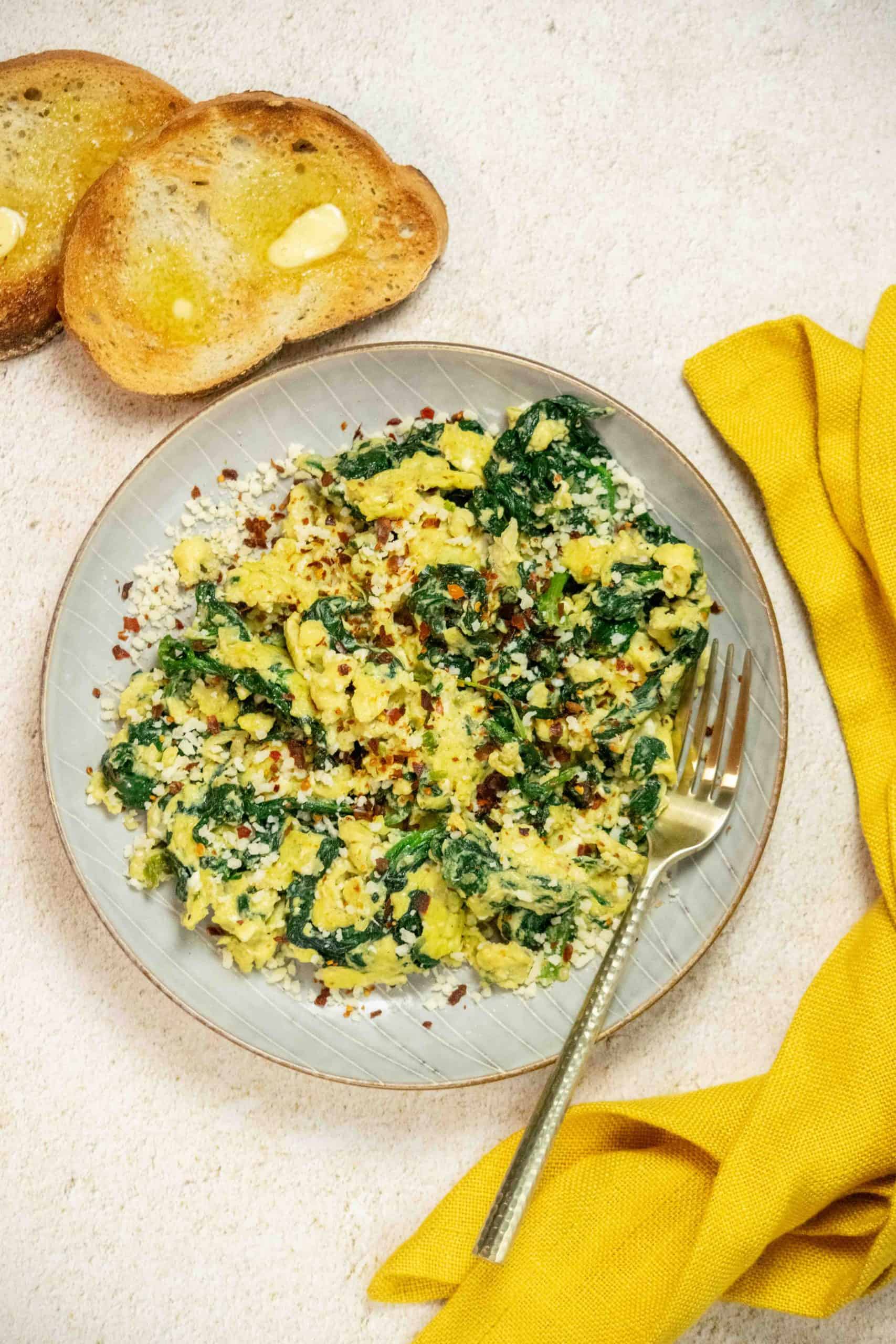 Spiced Spinach Scrambled Eggs with Parmesan Recipe