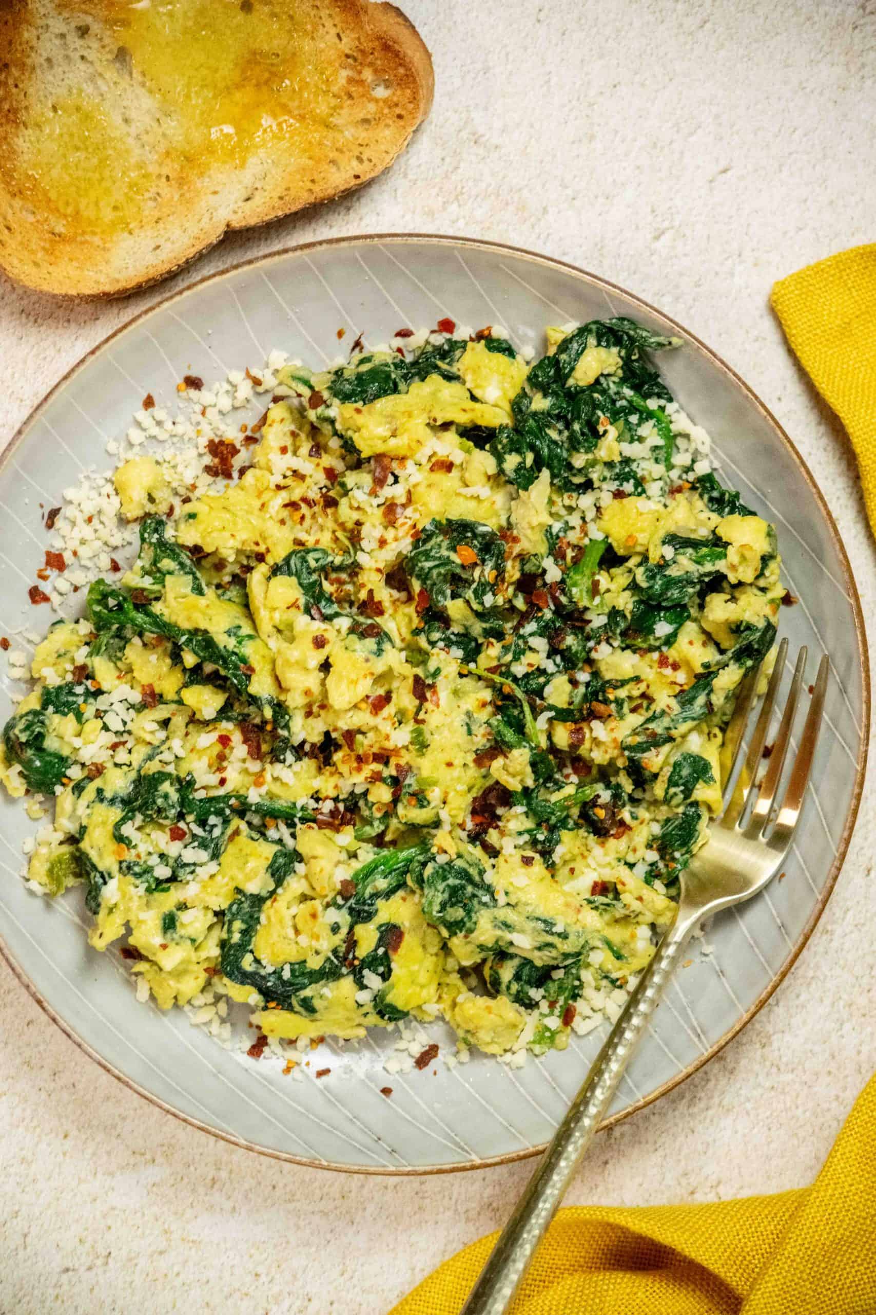 Spiced Spinach Scrambled Eggs with Parmesan Recipe