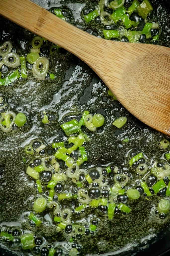 melt butter, and cook scallions until softened