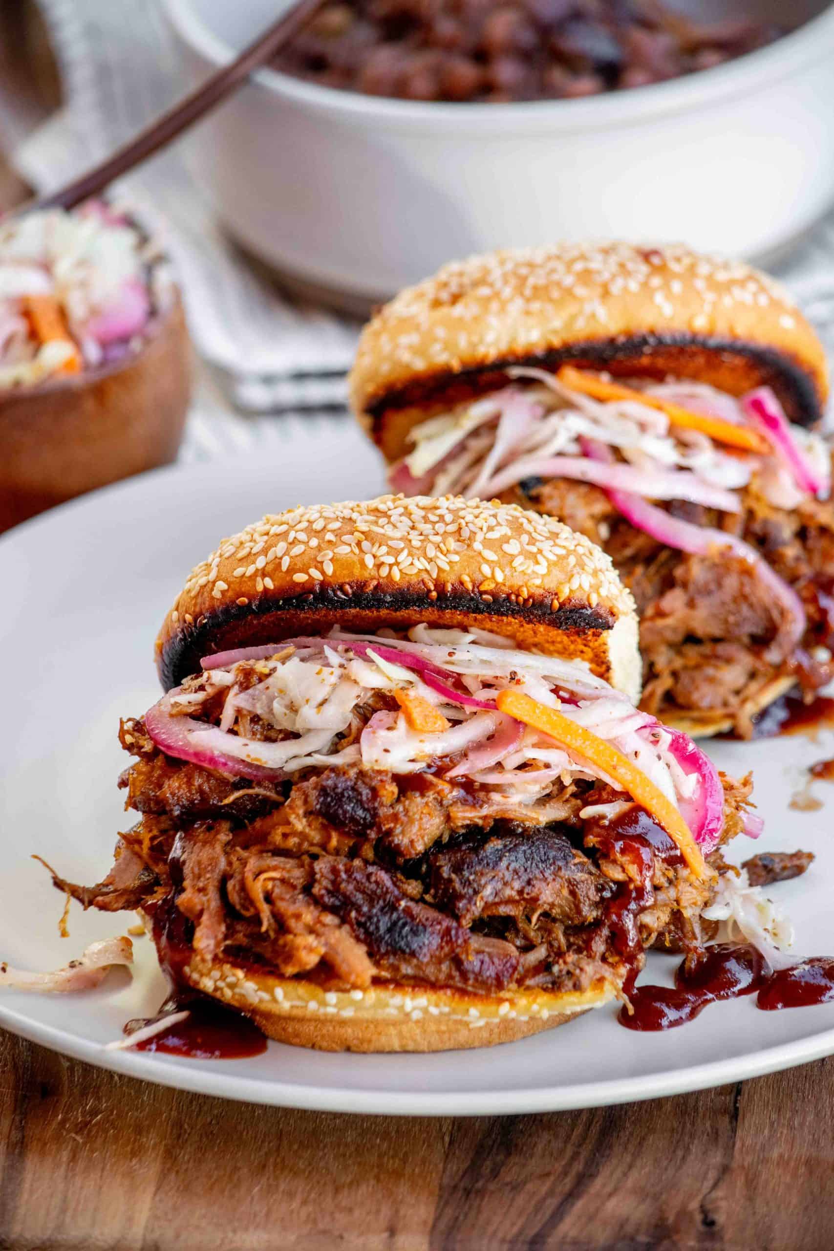Easy Smoked BBQ Pulled Pork Recipe (Boston Butt) sandwiches 
