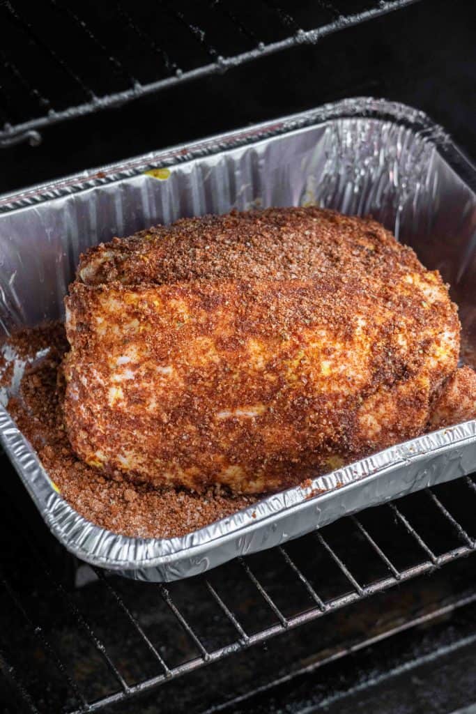 place pork pan in smoker