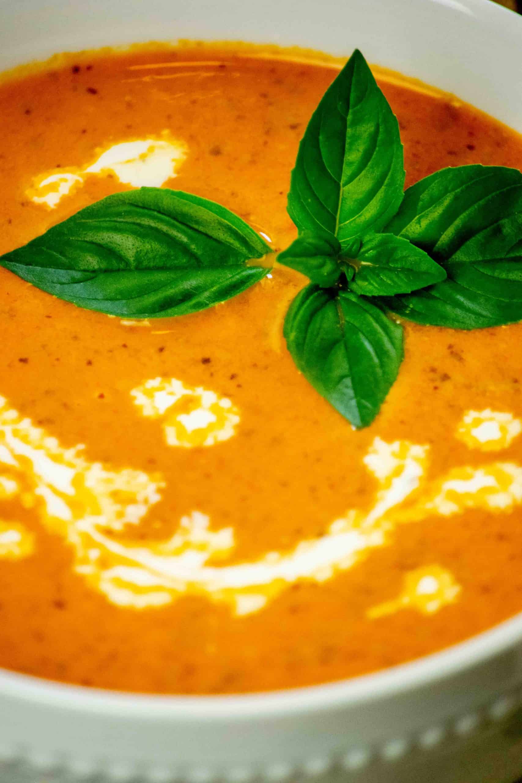 Creamy Roasted Tomato Basil Bisque with Parmesan