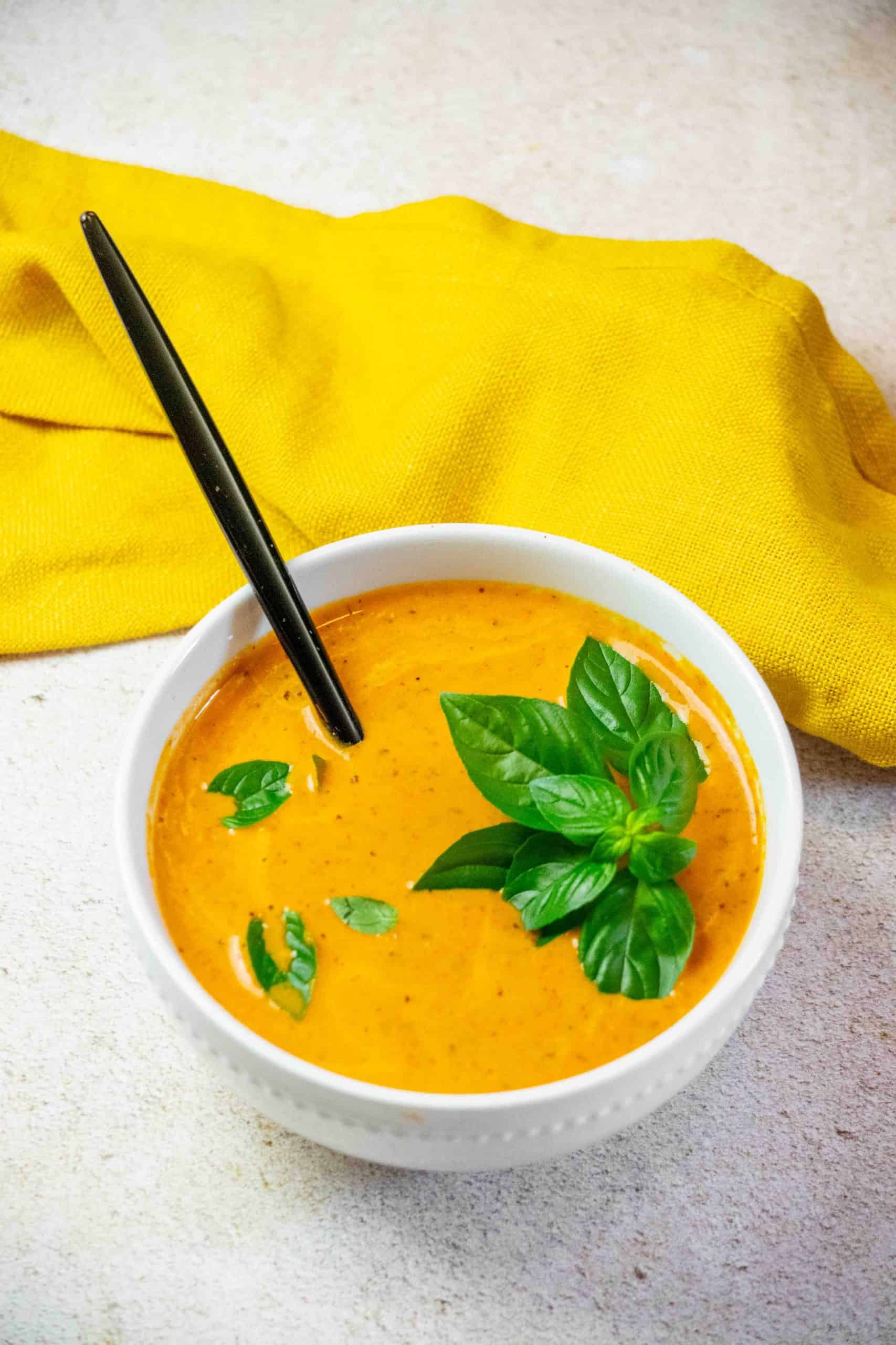 Creamy Roasted Tomato Basil Bisque with Parmesan