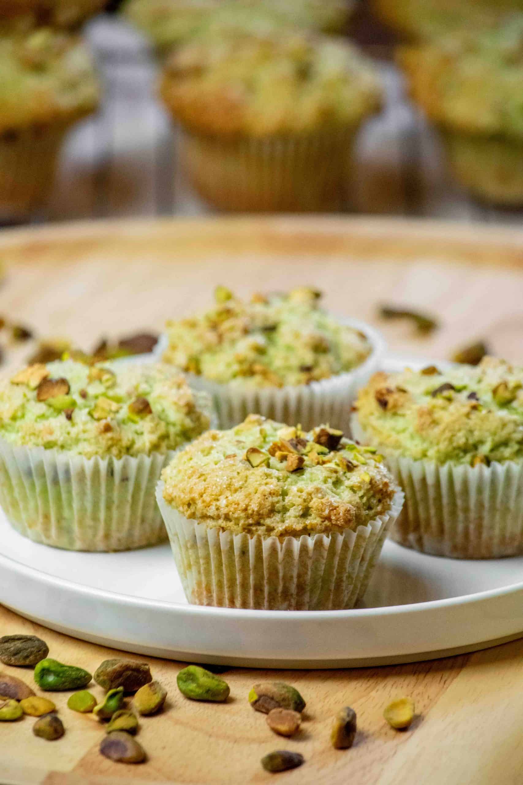 Easy Bakery Style Pistachio Muffins with Pudding Mix