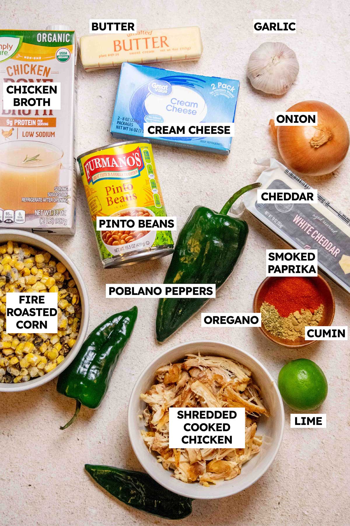Chicken Poblano Soup (Roasted & Creamy) Ingredients