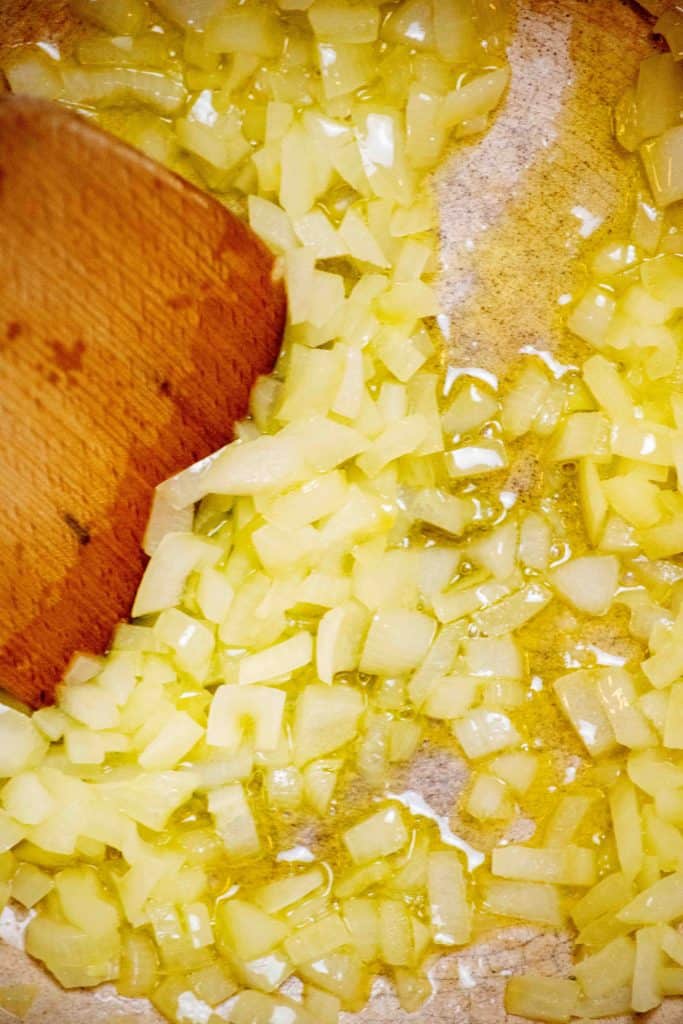 saute the onions in olive oil until softened 