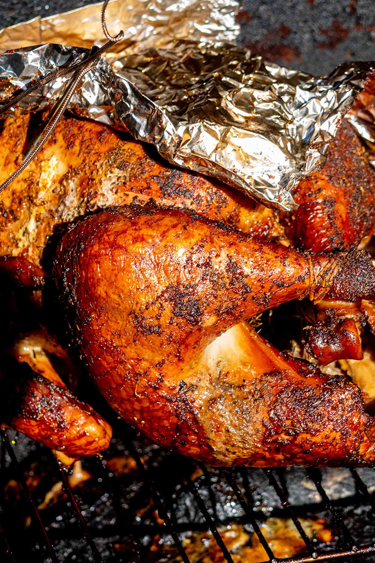 Smoke the turkey. Place the turkey in the smoker with a digital probe thermometer inserted into the thickest part of the breast. Smoke until the breast and innermost thigh reach at least 165°F.