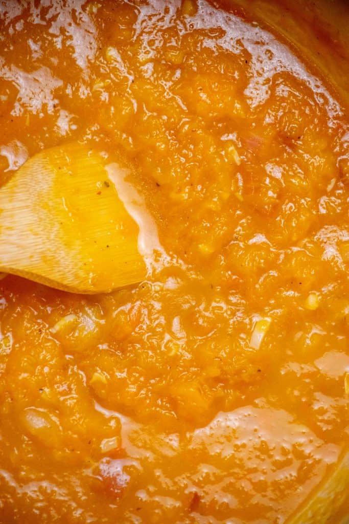 add broth, vinegar and squash, and simmer