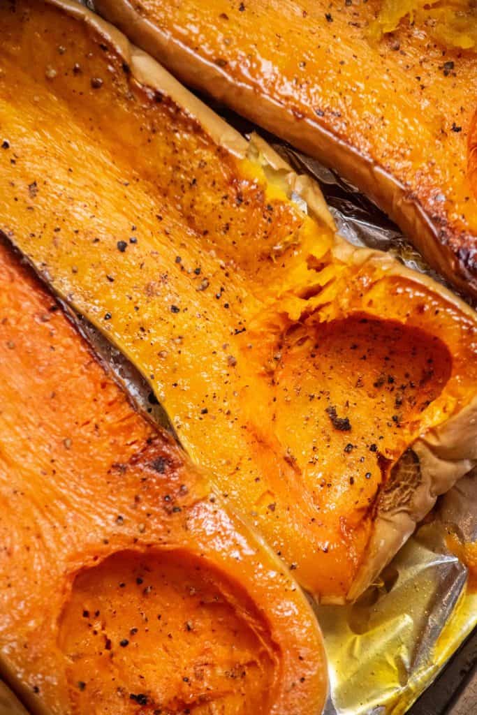cool squash, scoop out flesh, and set aside