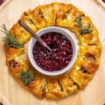 Bacon Brie Crescent Wreath with Cranberry Compote