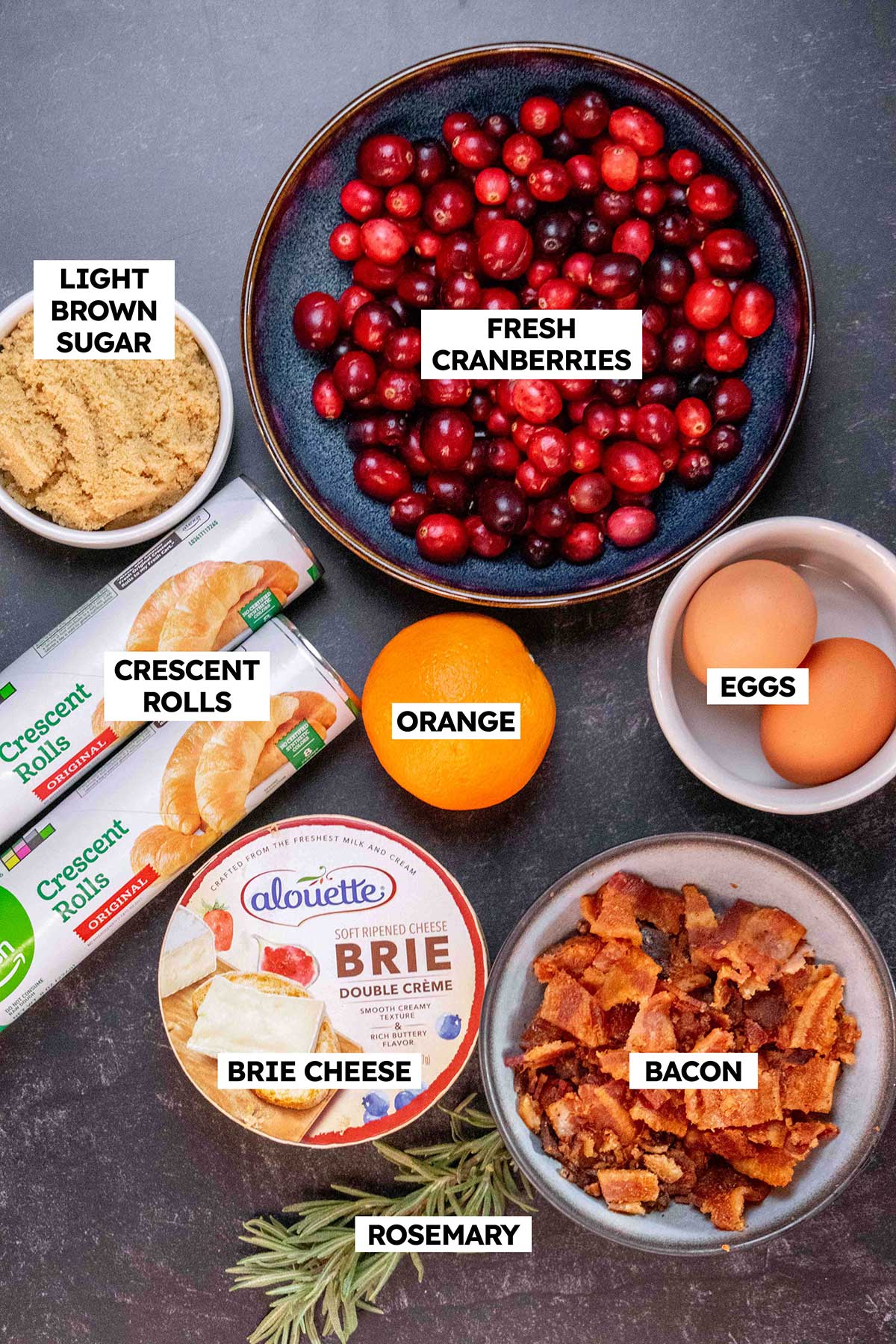 Bacon Brie Crescent Wreath with Cranberry Compote