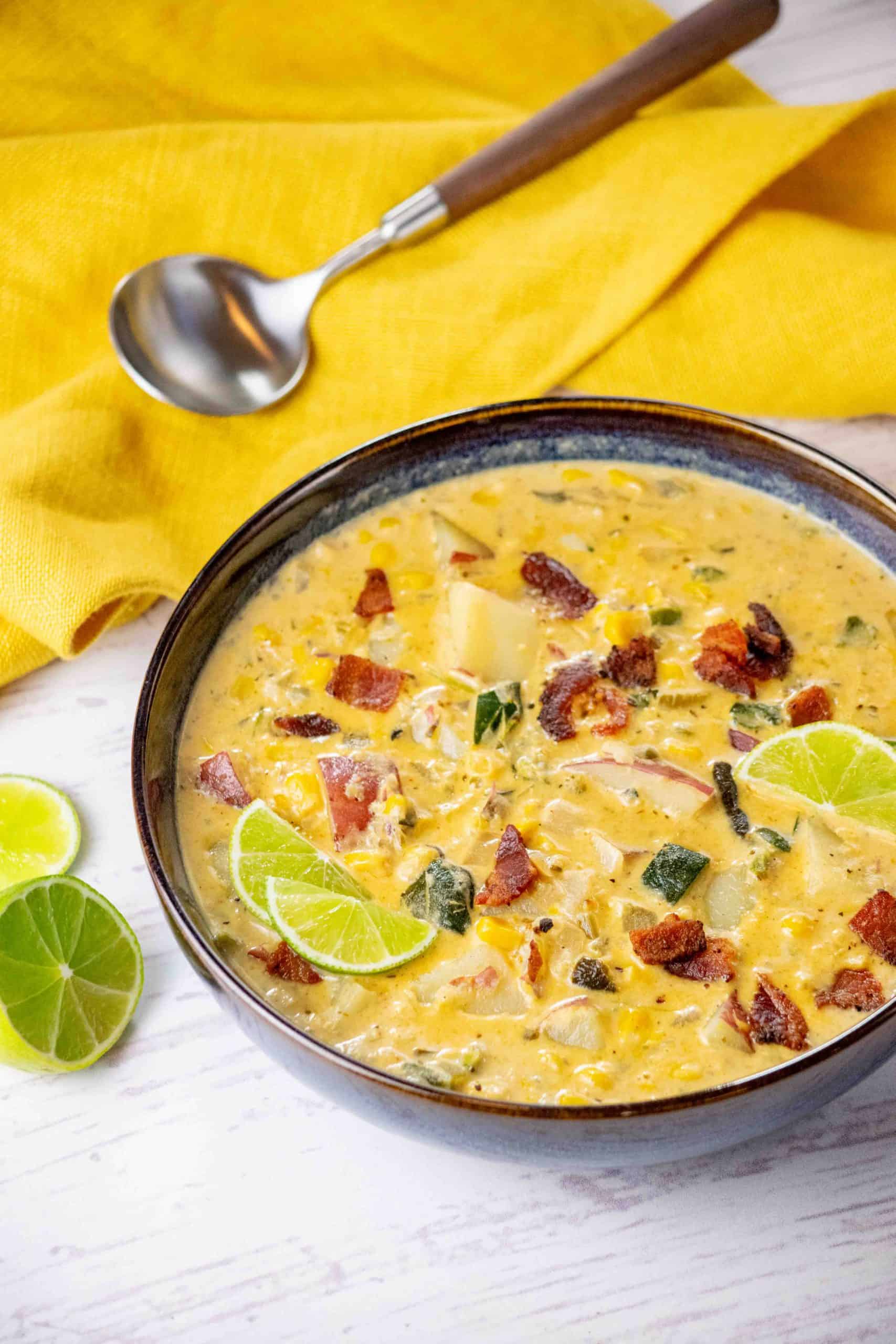 Corn chowder with poblano peppers
