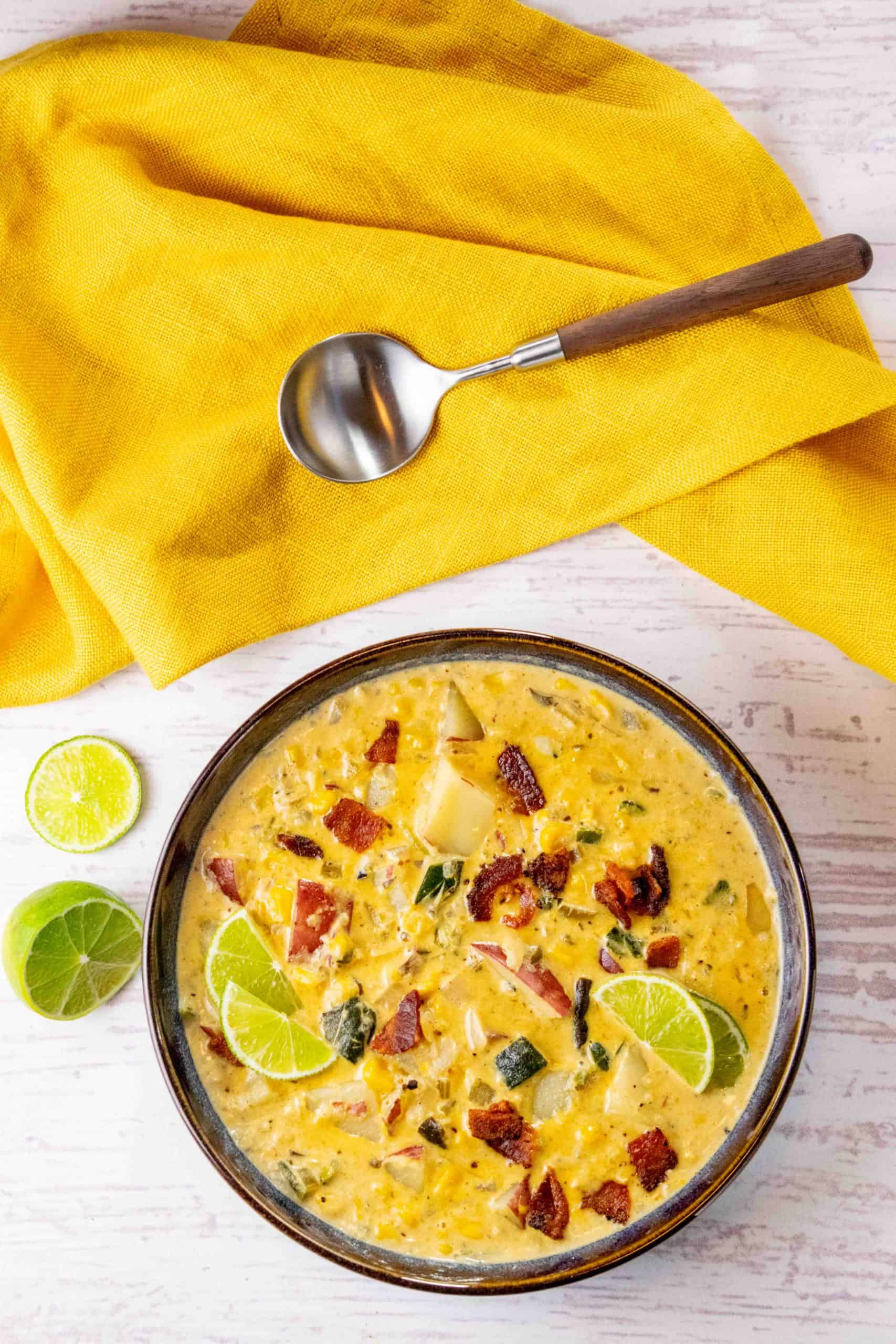 Corn chowder with poblano peppers
