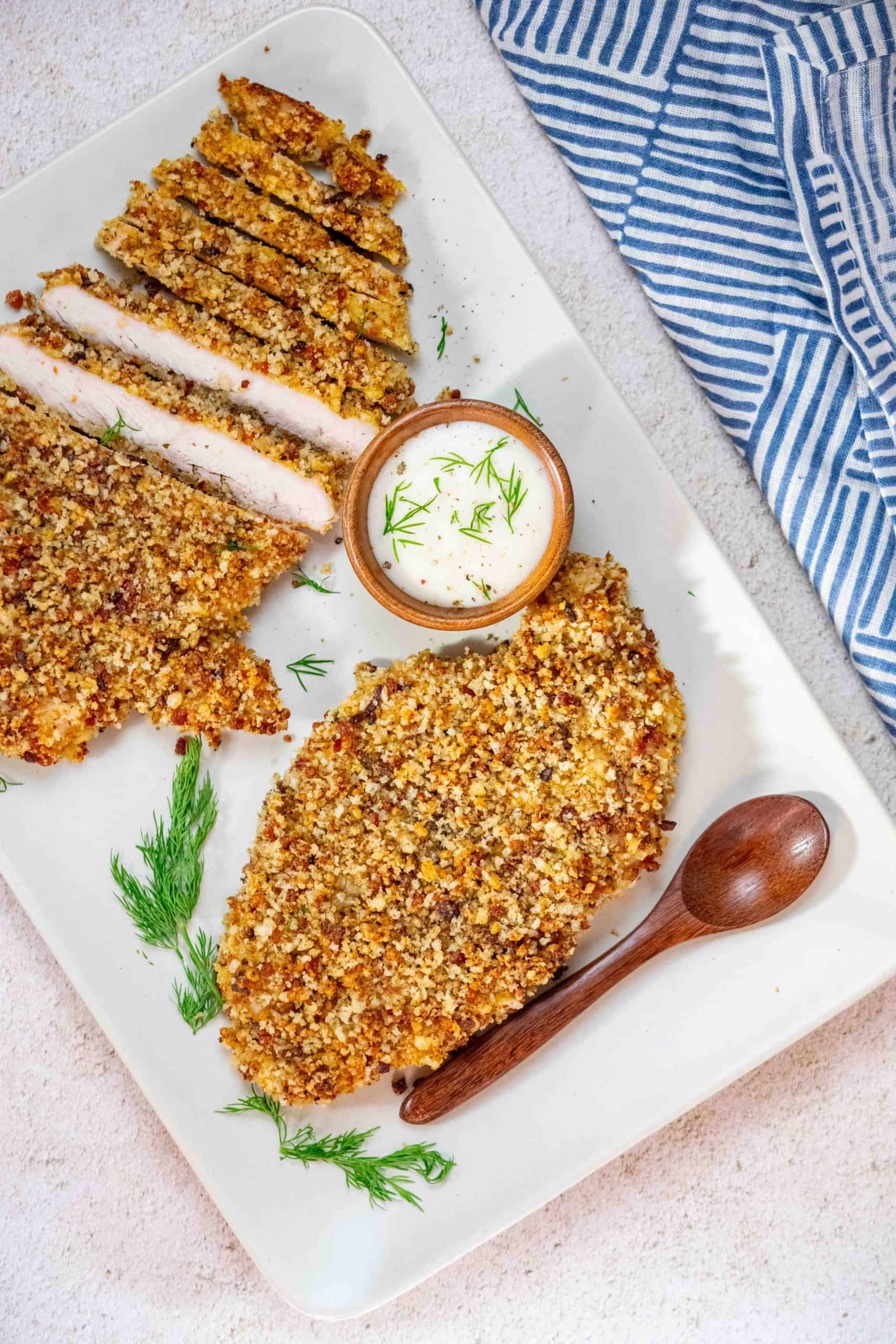 Baked Ranch Chicken Breast with Crunchy Bacon Topping