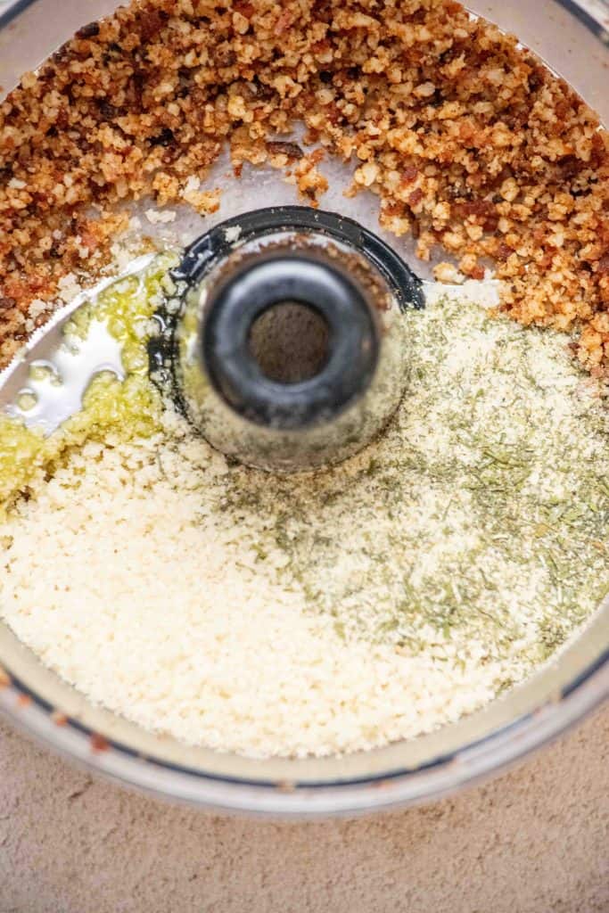 add in panko breadcrumbs, ranch seasoning, and olive oil 
