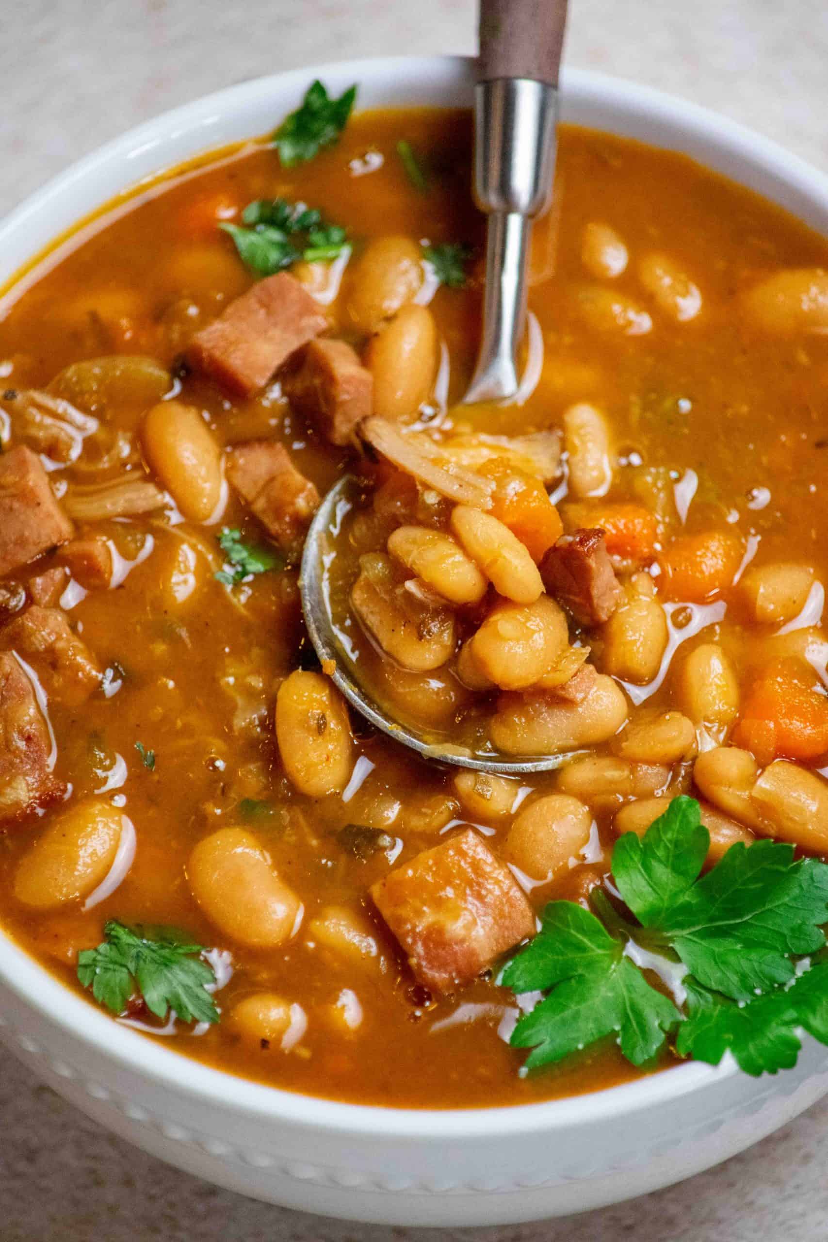 Easy Instant Pot Ham and Navy Bean Soup Recipe