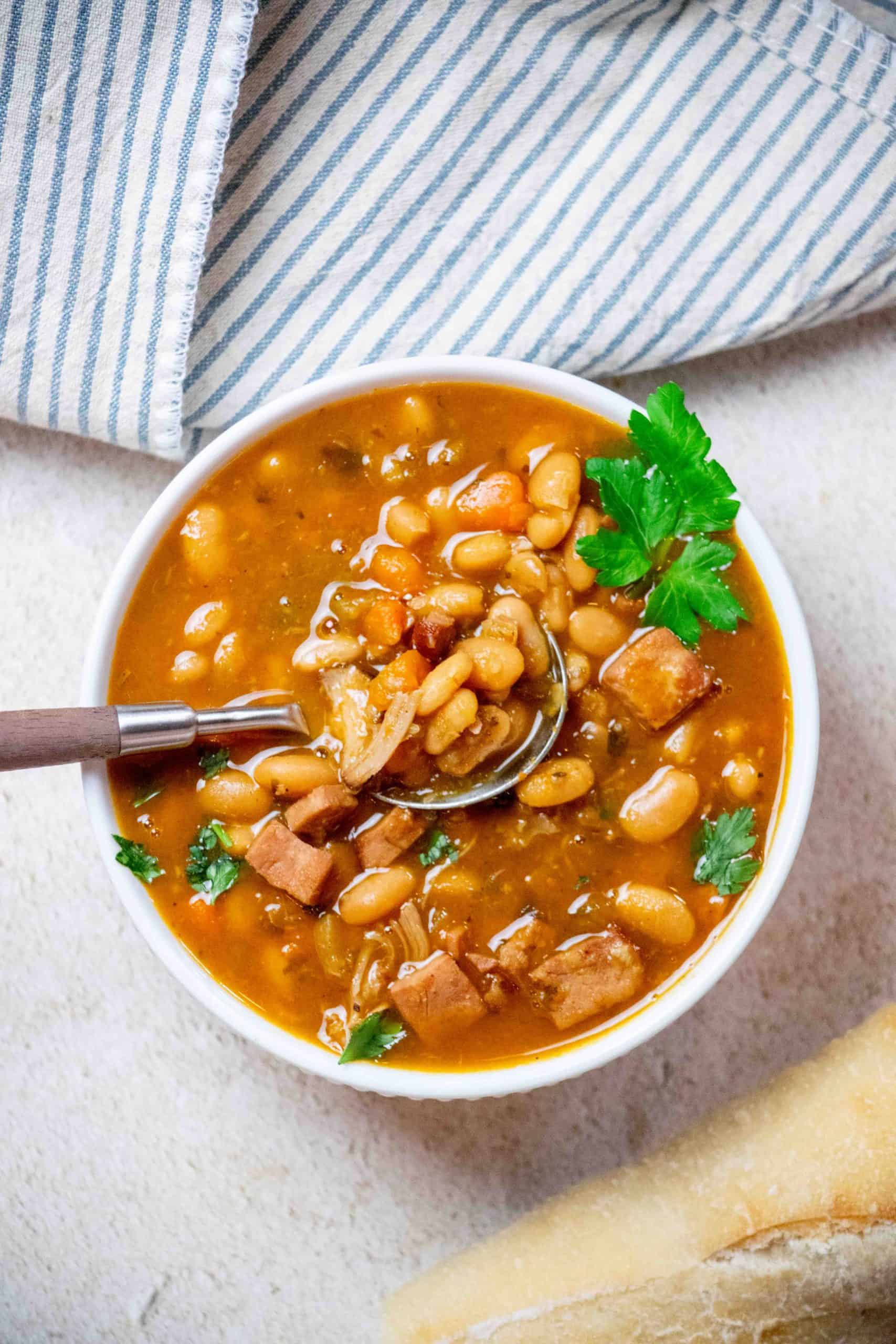 Easy Instant Pot Ham and Navy Bean Soup Recipe