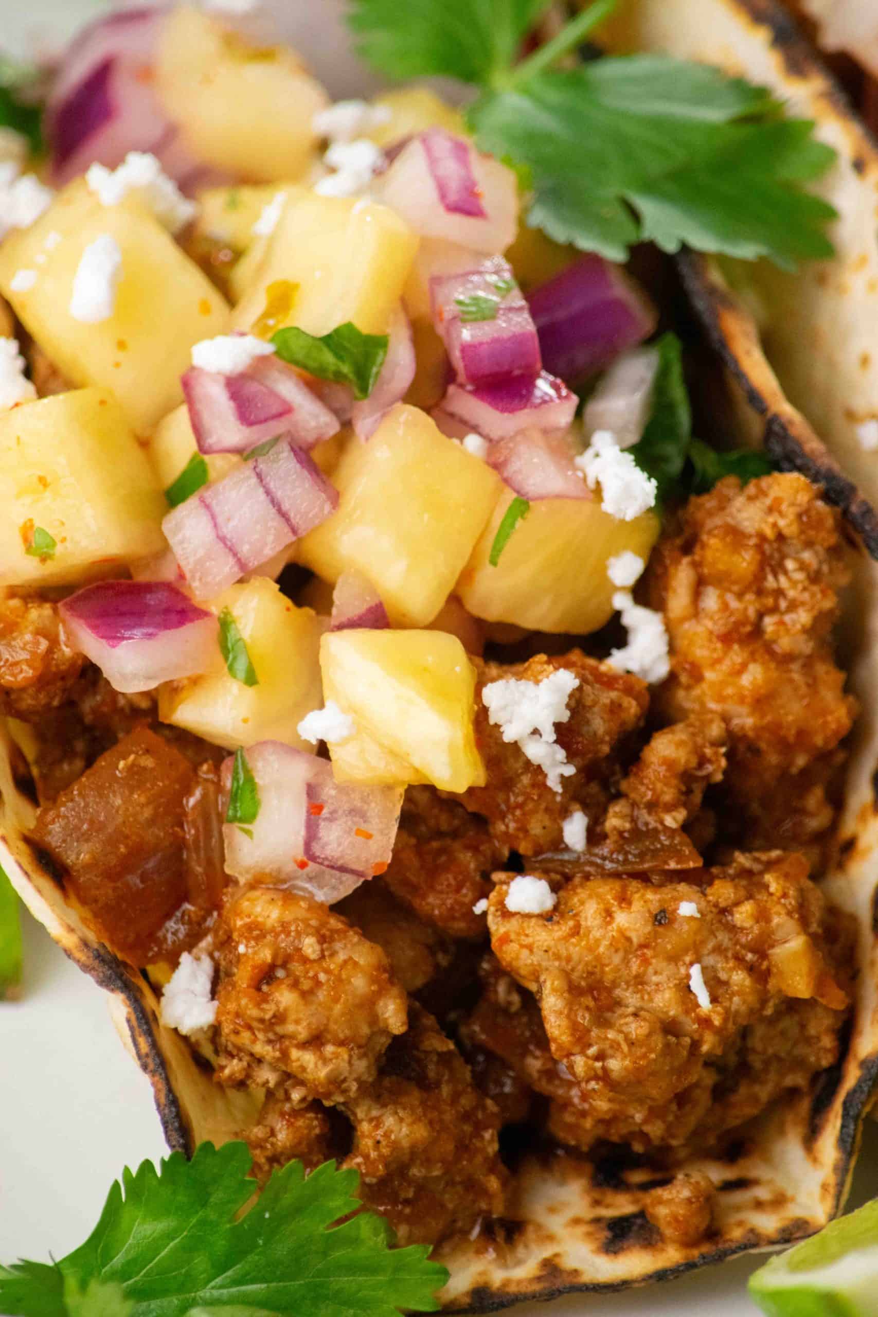 Ground pork tacos