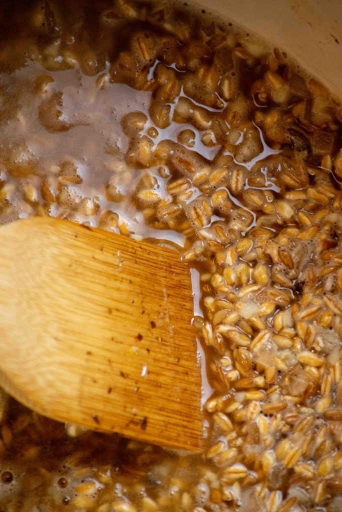 add white wine and cook until fully absorbed. 