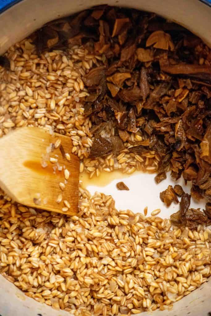 add chopped rehydrated porcinis. 
